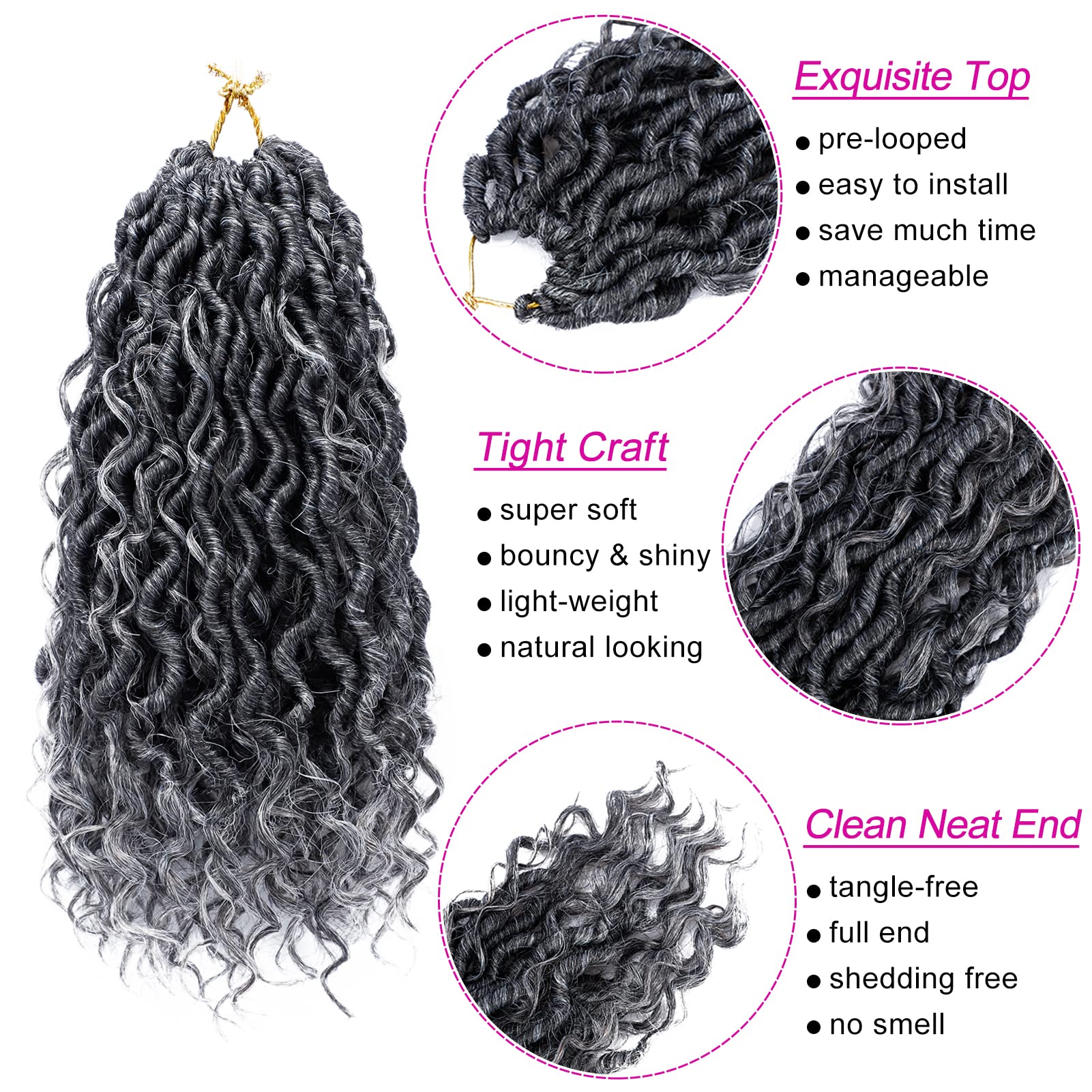 Goddess Locs Crochet Hair 10 Inch, 7 Packs Faux Locs Crochet Hair For Black Women, Boho Locs Crochet Braids Pre Looped River Loc