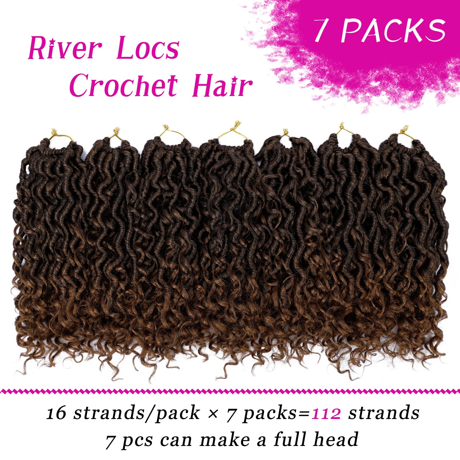 Goddess Locs Crochet Hair 10 Inch 7 Packs Ombre Brown Boho Faux Locs Crochet Hair for Black Women Pre Looped Crochet Locs with C
