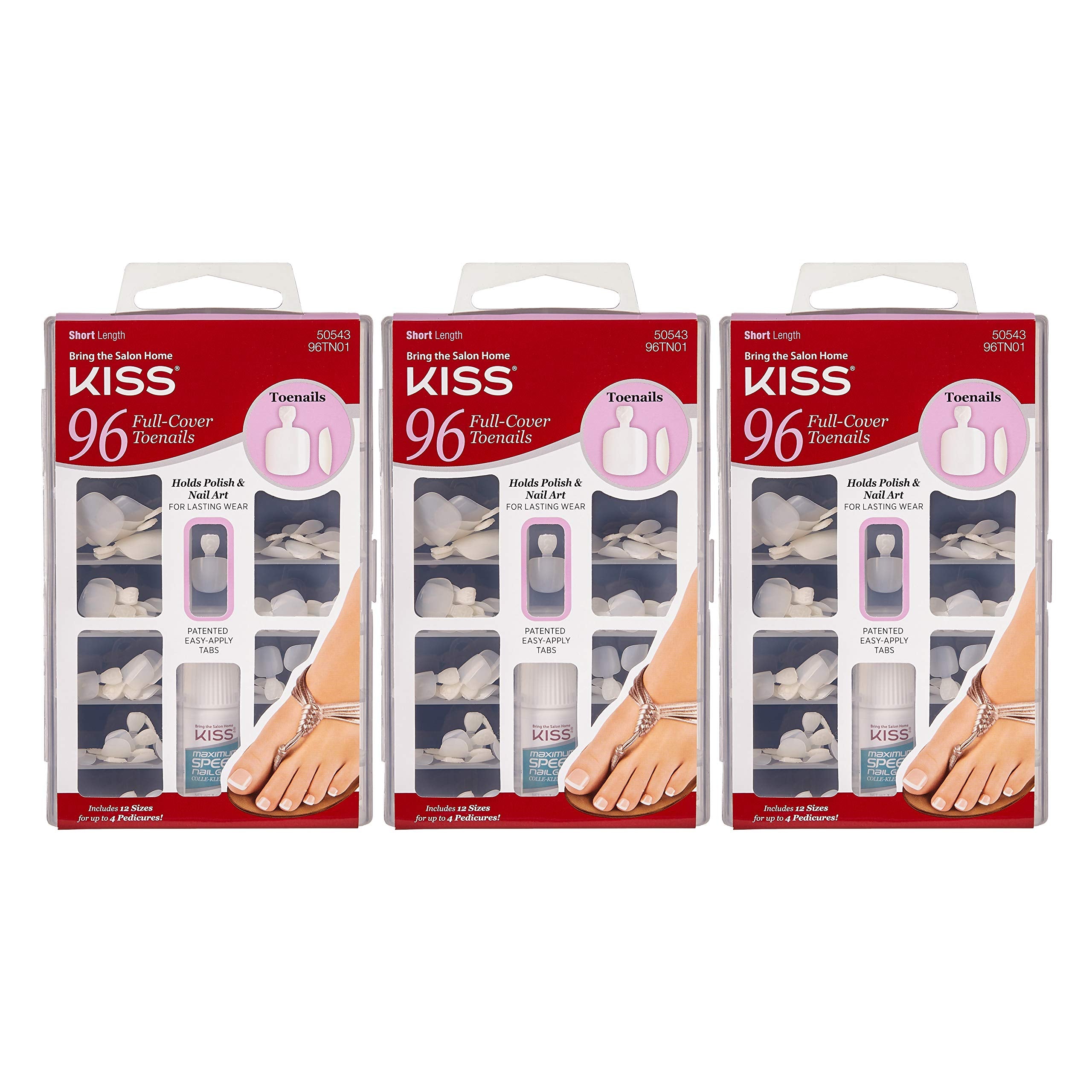 Kiss 100 Acrylic Plain Nails (3 Pack, Toenails)