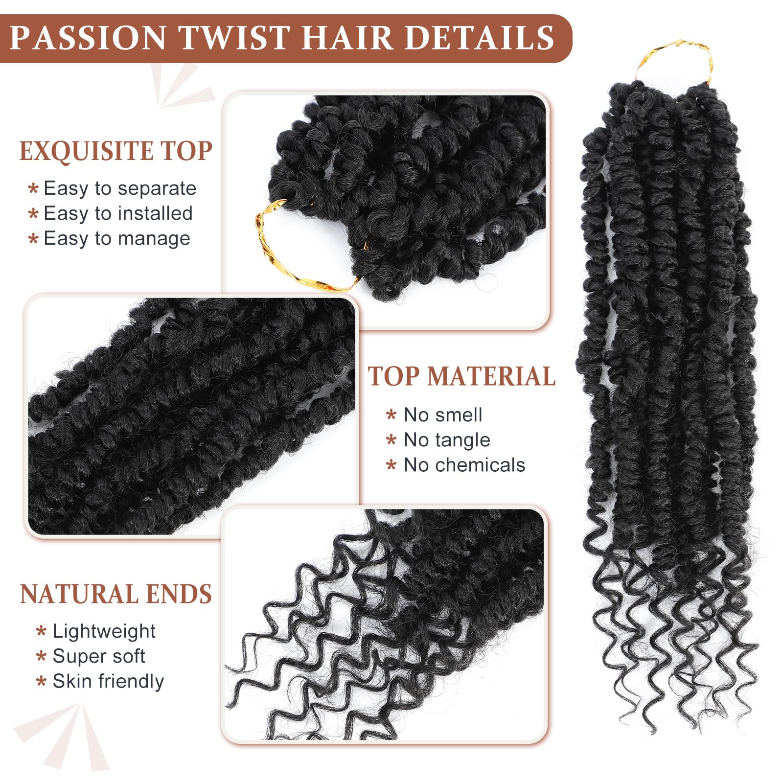 Passion Twist Crochet Hair,Passion Twist Hair 8 Inch,8 Packs Pre-Twisted Passion Twist Hair,Short Passion Twist Crochet Braids,P