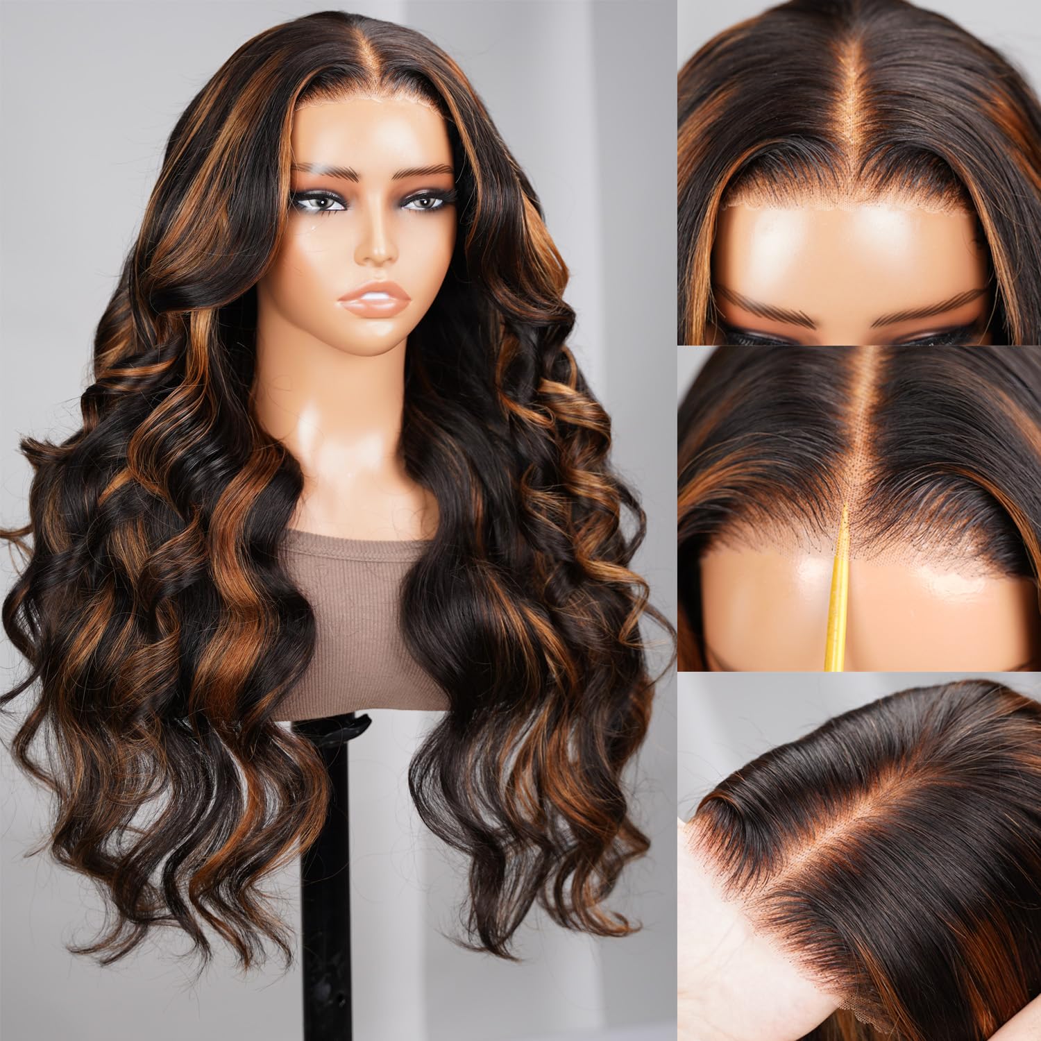 Arabella 5x6 Ready to Go Glueless Wigs Human Hair 1B/30 Highlight Lace Front Wig Human Hair Pre Cut Lace 210% Density Real Pre B
