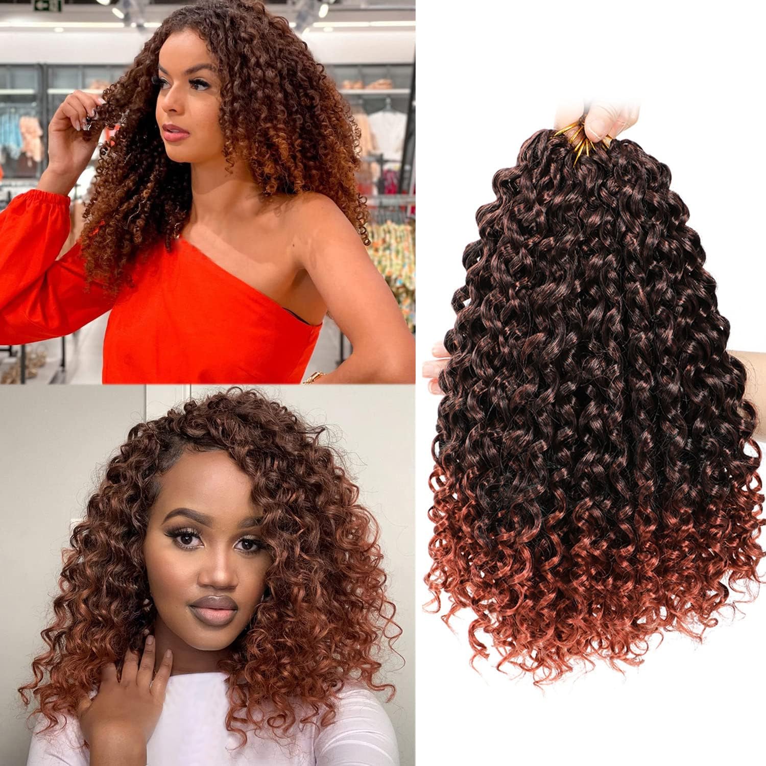 Gogo Curl Crochet Hair 12 Inch 8 Packs Short Curly Crochet Hair - Beach Curl Crochet Hair - Deep Wave Crochet Hair - Water Wave