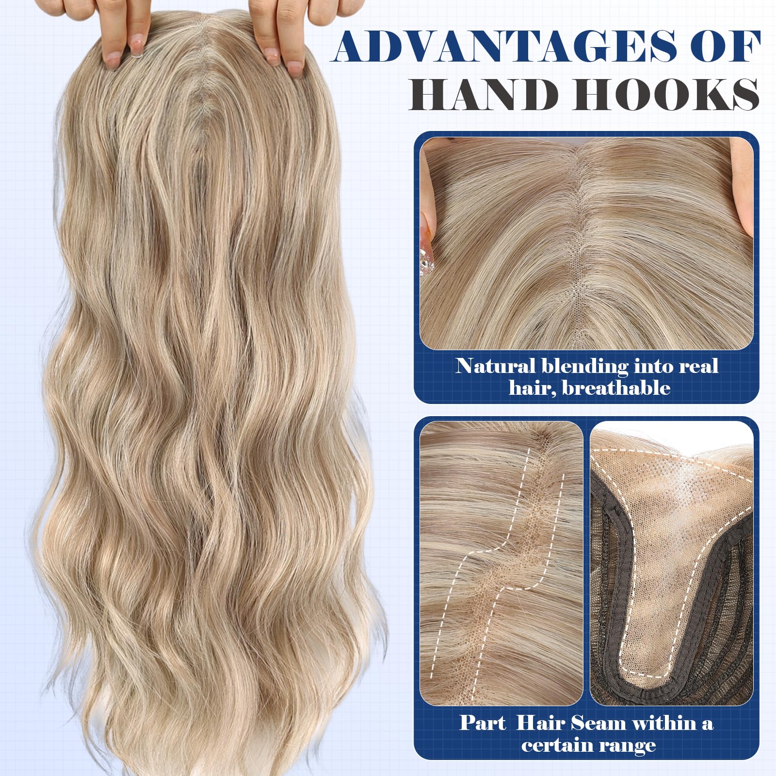 Haircube 18 Inch Wavy Hair Toppers For Women Heat Resistant Fibre Synthetic 5 * 5.3 Inch Swiss Base Toppers Hair Pieces For Wome