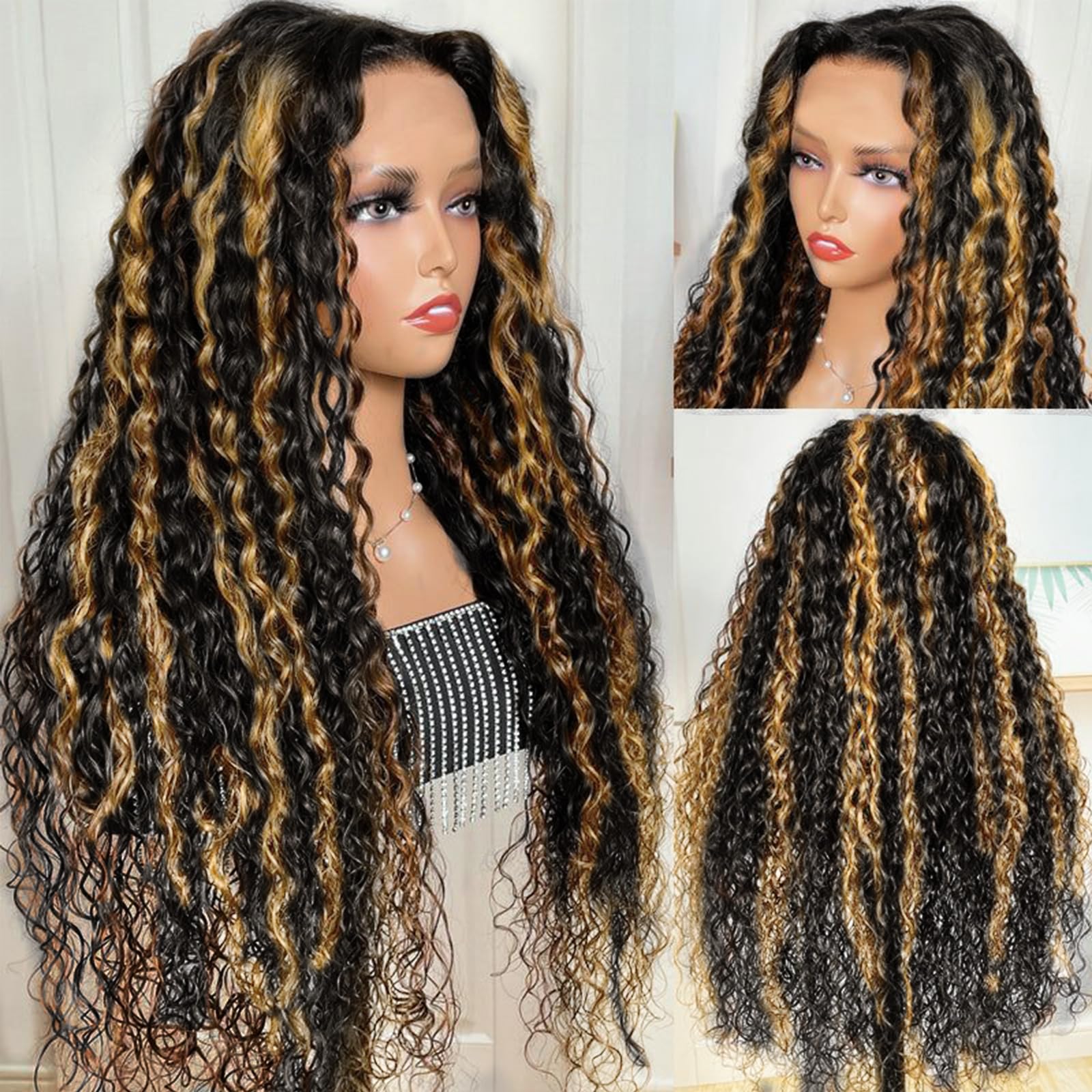 Aisi 13X4 Highlight Ombre Deep Wave Lace Front Wigs Human Hair Wear And Go Glueless Wig Pre Plucked Cut No Glue For Black Women