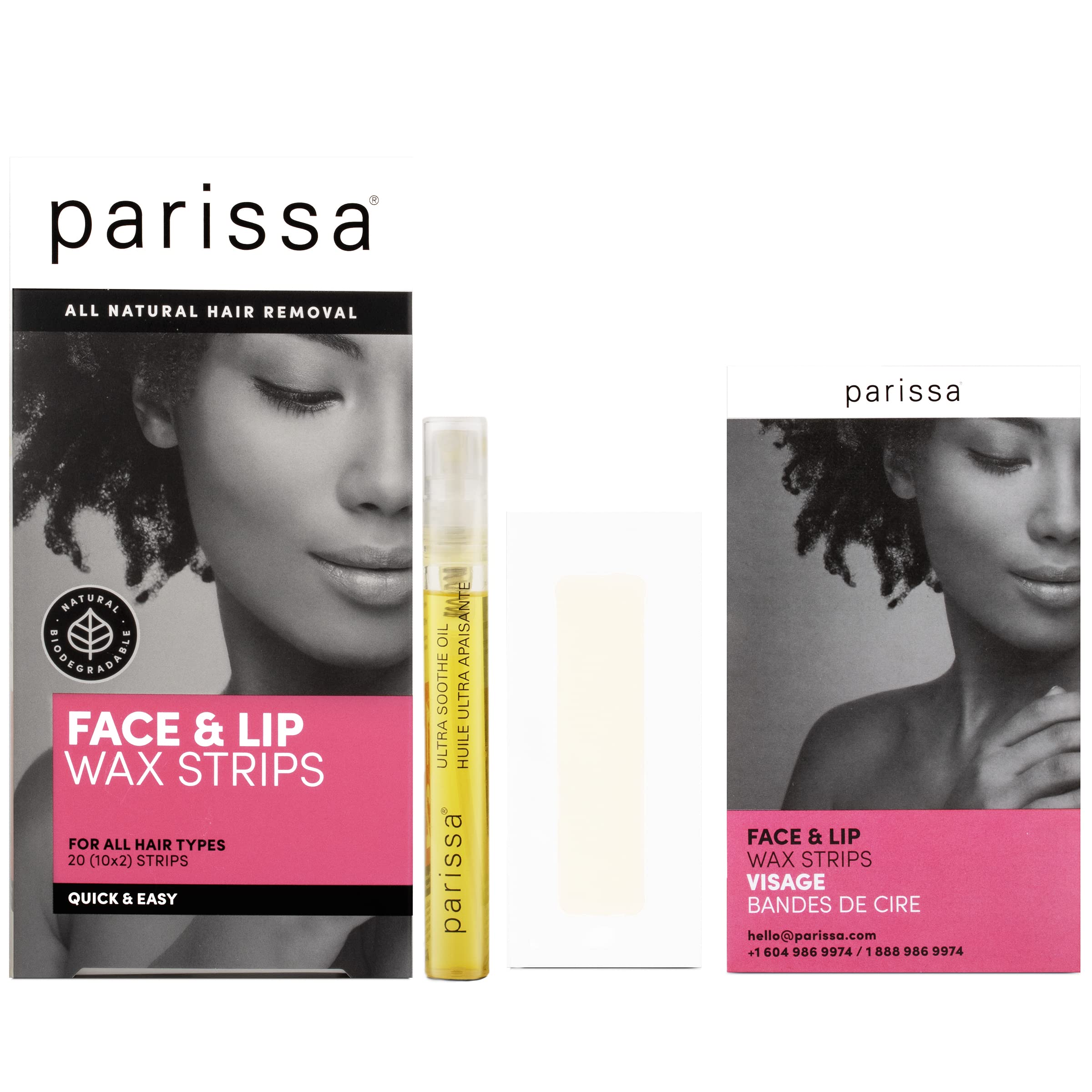 Parissa Face & Lips Wax Strips Kit for Facial Hair Removal, At-Home Waxing Kit with Ready-to-Use Small Wax Strips, 5ml Aftercare