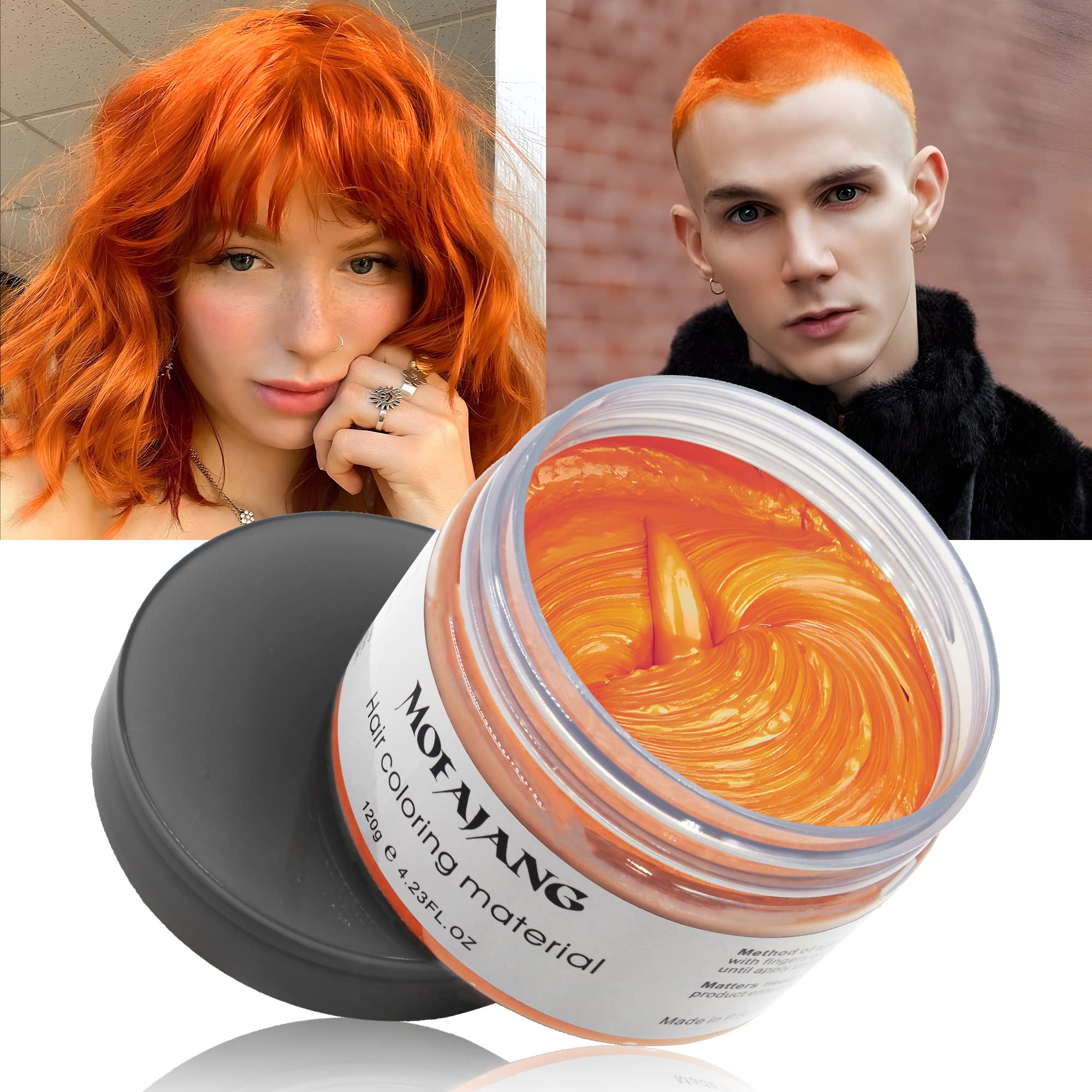 Orange Temporary Hair Dye Wax Natural Instant Hair Color Wax Pomades 4.23 oz,Hair Styling Clay for Party, Cosplay, Halloween,Chr