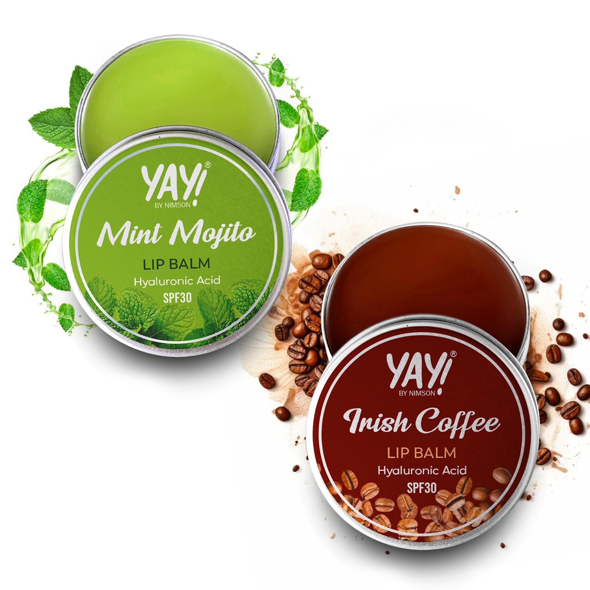 Yay! By Nimson Irish Coffee & Mint Mojito Lip Balm (Pack Of 2) With Hyaluronic Acid With Spf 30, For Soothed & Moisturised Lips,