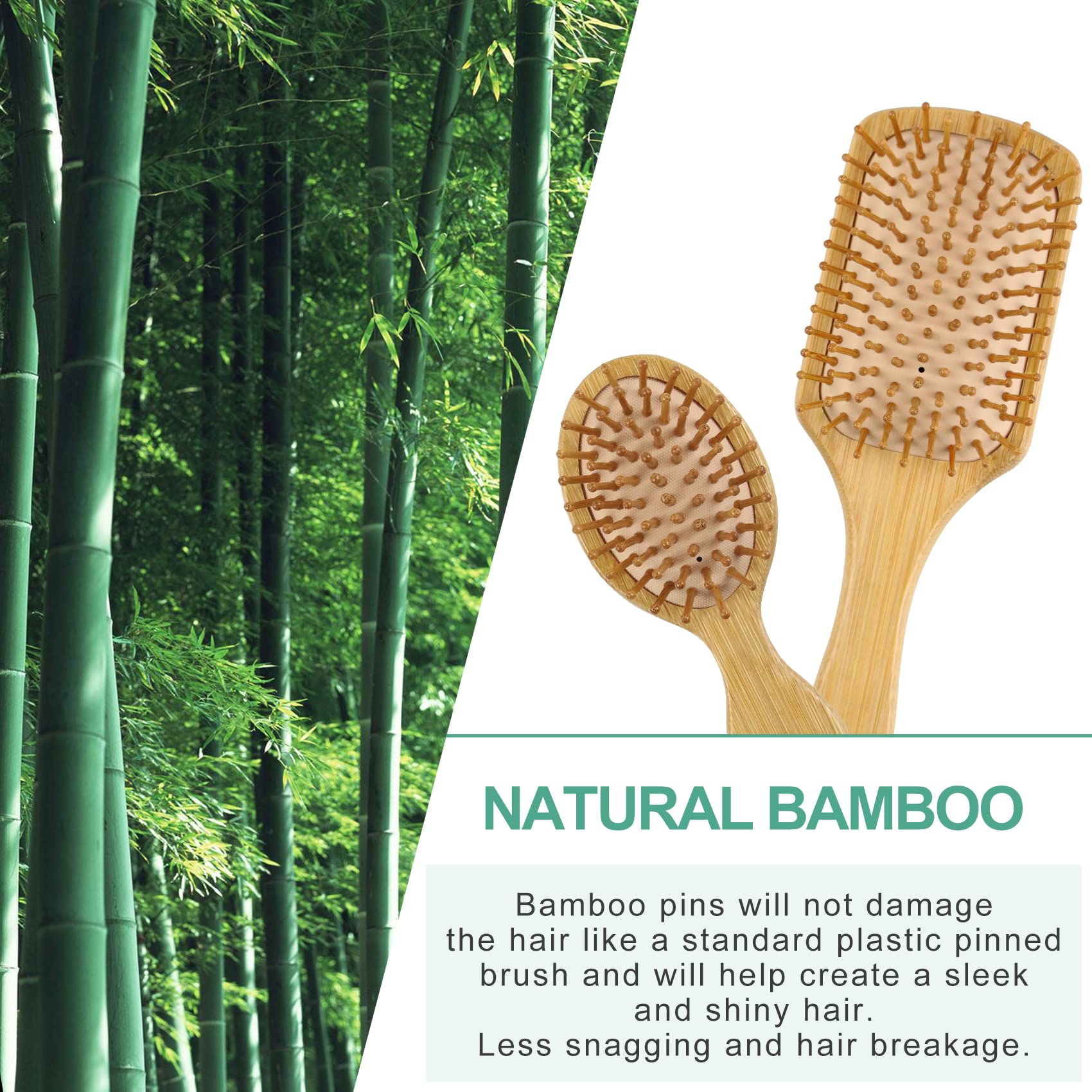 100% Bamboo Hair Brushes and Comb Set by Combetter, Comb for Women and Detangling, Great on All Hair, Eco-Friendly and Handmade
