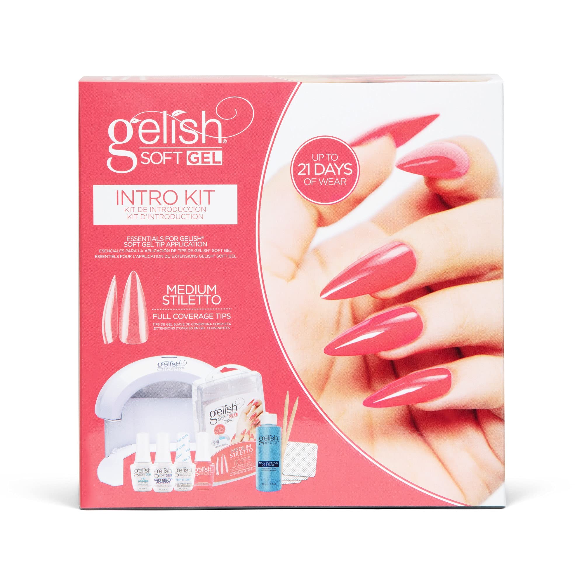 Gelish Soft Gel Intro Starter Kits (Medium Stiletto Nail Tips) Press On Gel Nails, Gel Tips Nail Kit, Full Nail Tips, Nail Kit
