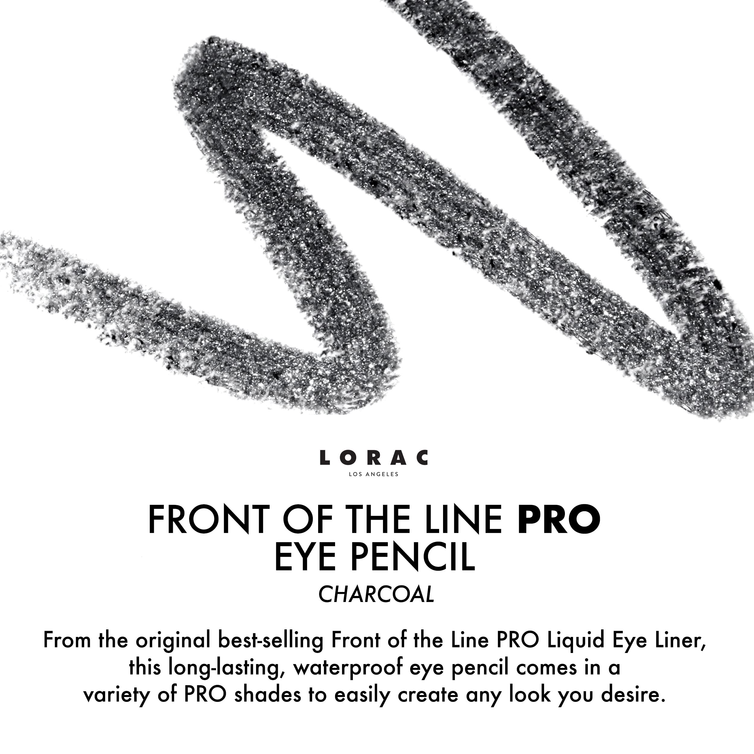 Lorac Front Line Pro Waterproof Eyeliner Pencil, Charcoal | Long Lasting| Makeup Pencil Sharpener | High-Precision