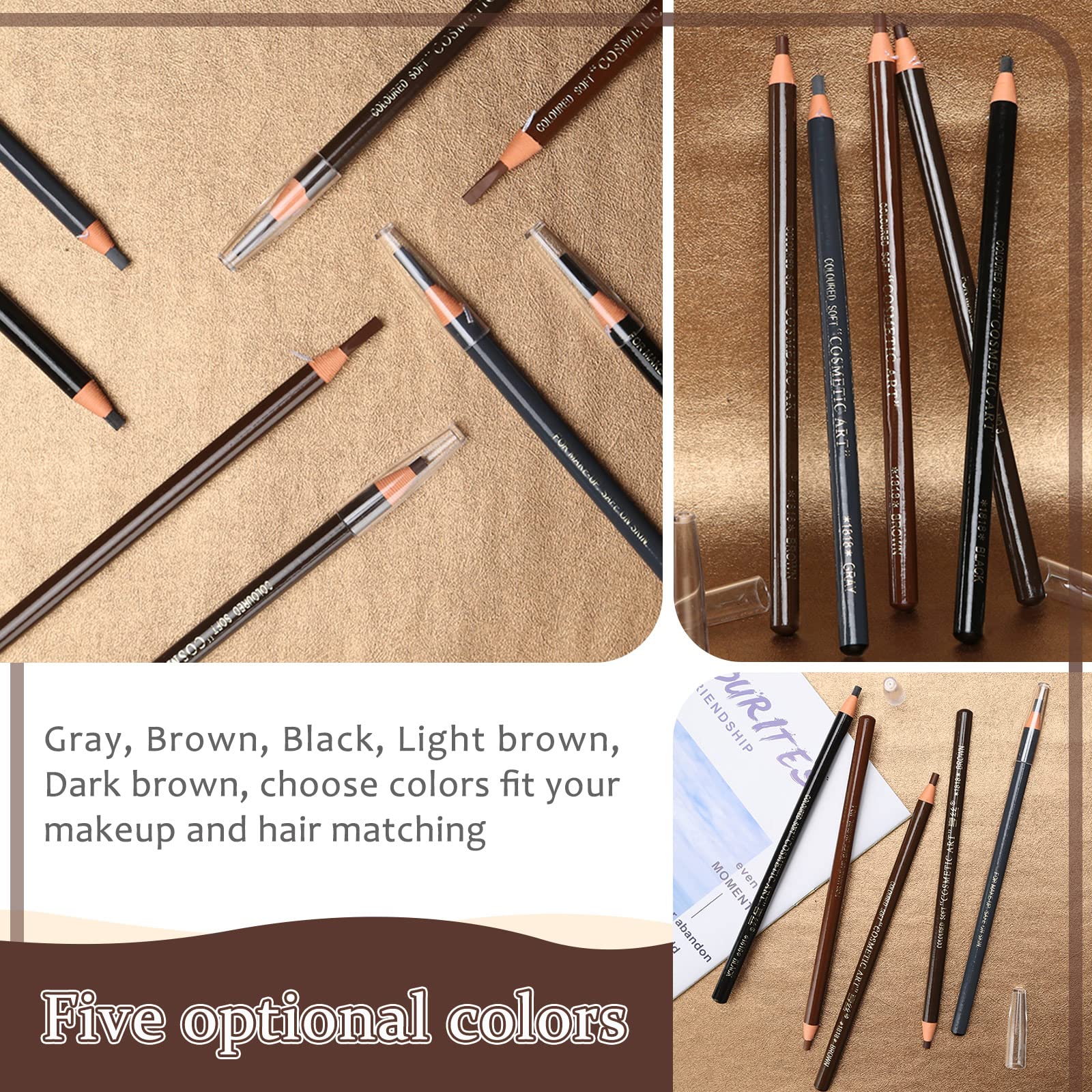 5Pcs Microblading Pencil Waterproof Eyebrow Peel-Off Pencil Pull Cord Microblading Supplies Brow Lamination Pencil Set For Marki