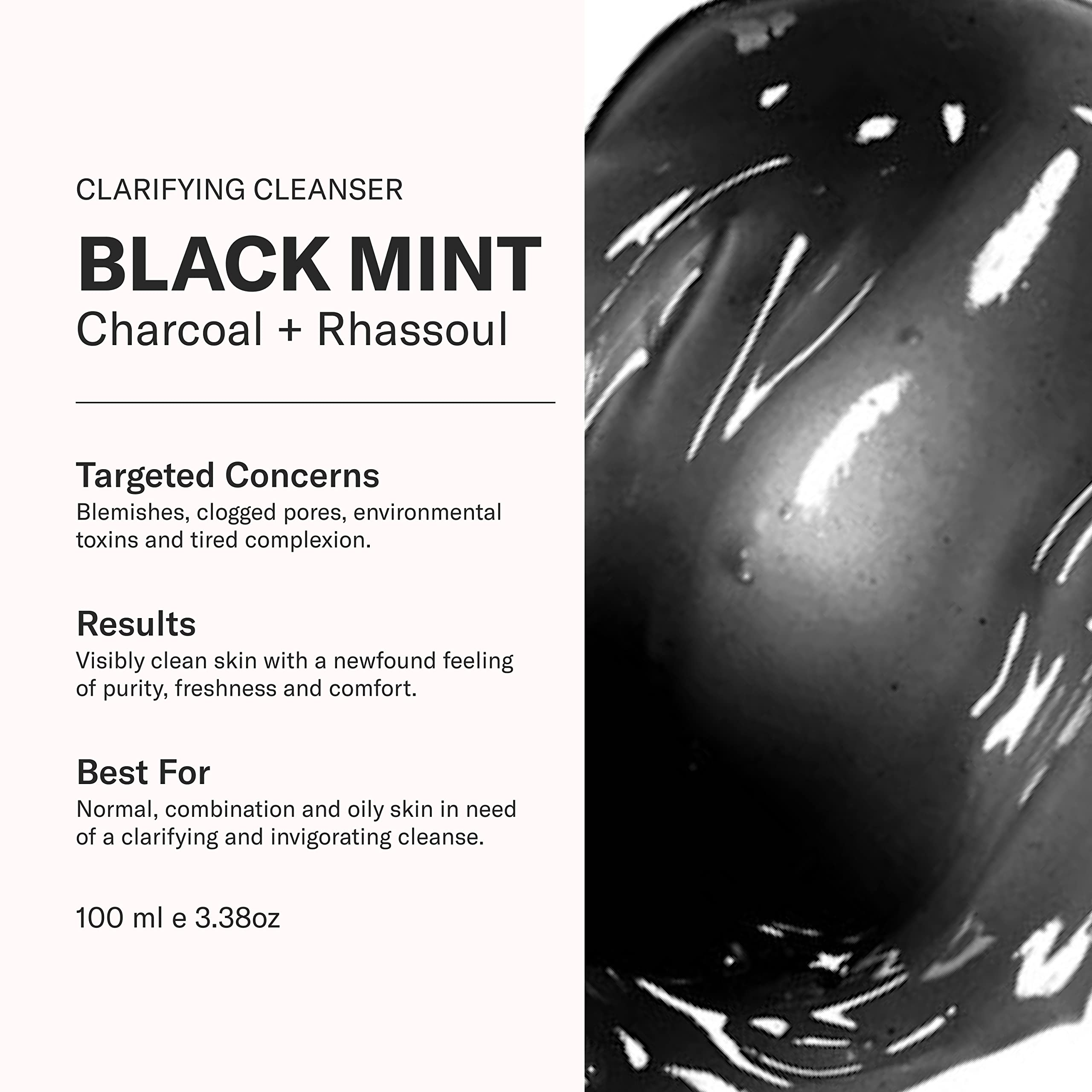 Odacit   Facial Cleanser with Foam - Black Mint Activated Charcoal & Rhassoul Clay Glow Recipe - Facial Moisturizer with Deep Cl