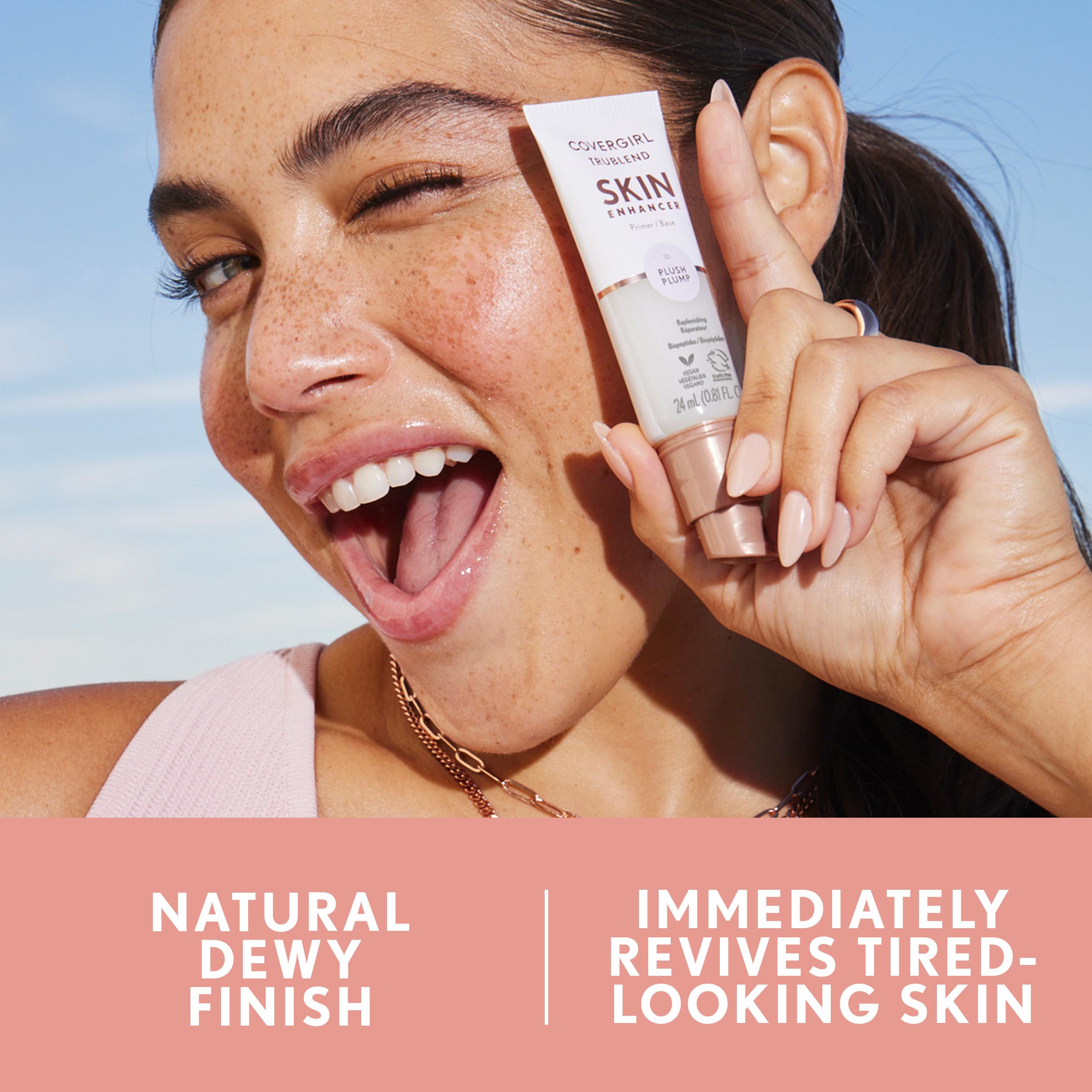 CoverGirl TruBlend Skin Enhancer, Plush Plump, Primer, Plumps Dry Skin, Blurs Pores, Hydrating, Brightening, Lasts All Day, 0.81