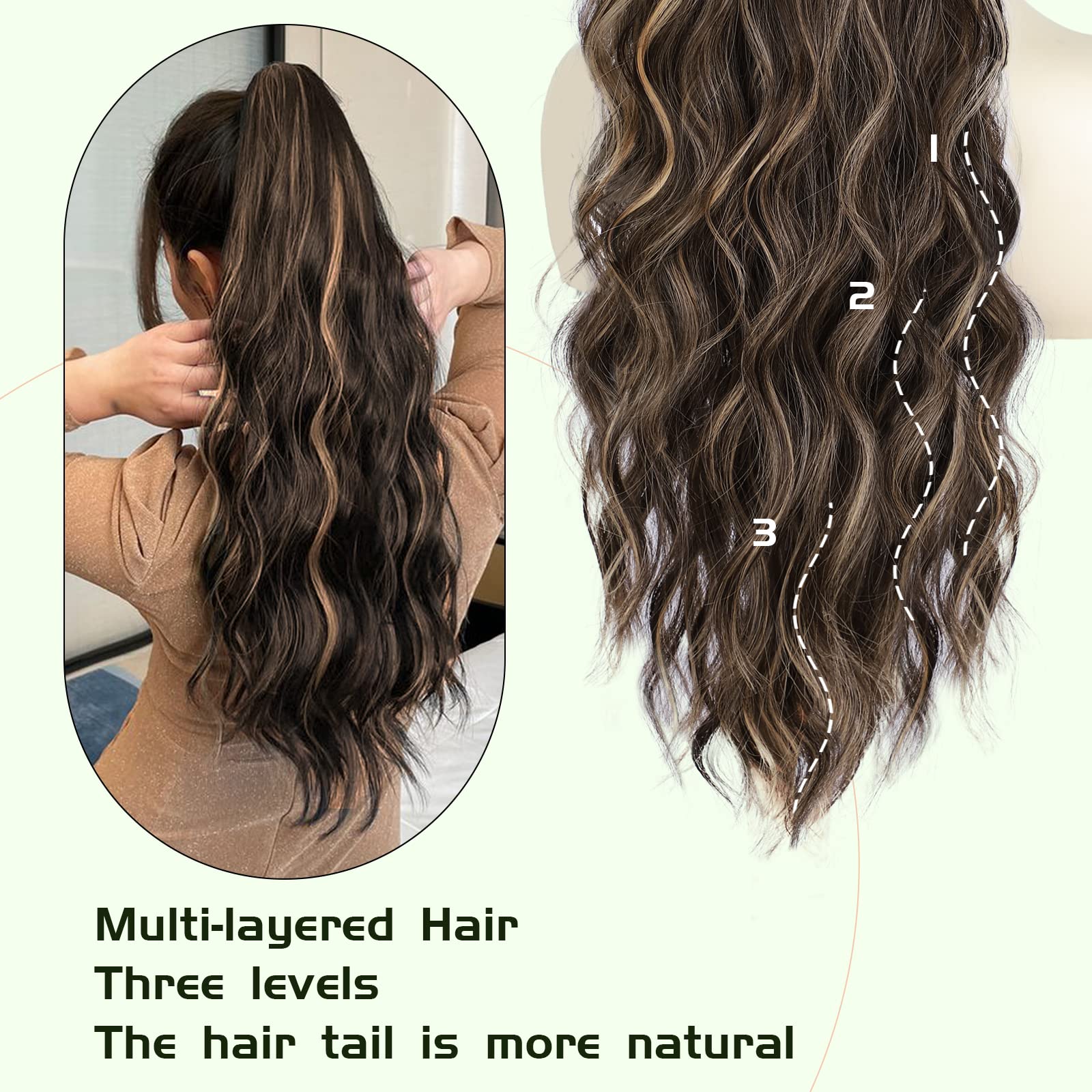 Freemeige Long Wavy Drawstring Ponytail Extension For Black Women Synthetic Clip In Pony Tail Hairpieces 26 Inch Curly Ponytail