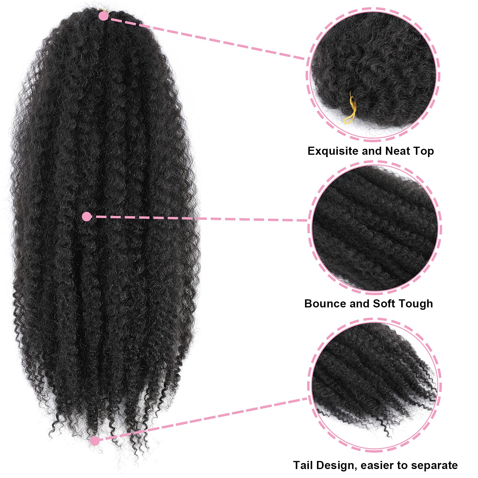 Dansama Marley Hair 18 Inch Marley Twist Braiding Hair, Afro Twist Marley Braiding Hair For Faux Locs Hair, Synthetic Hair Exten