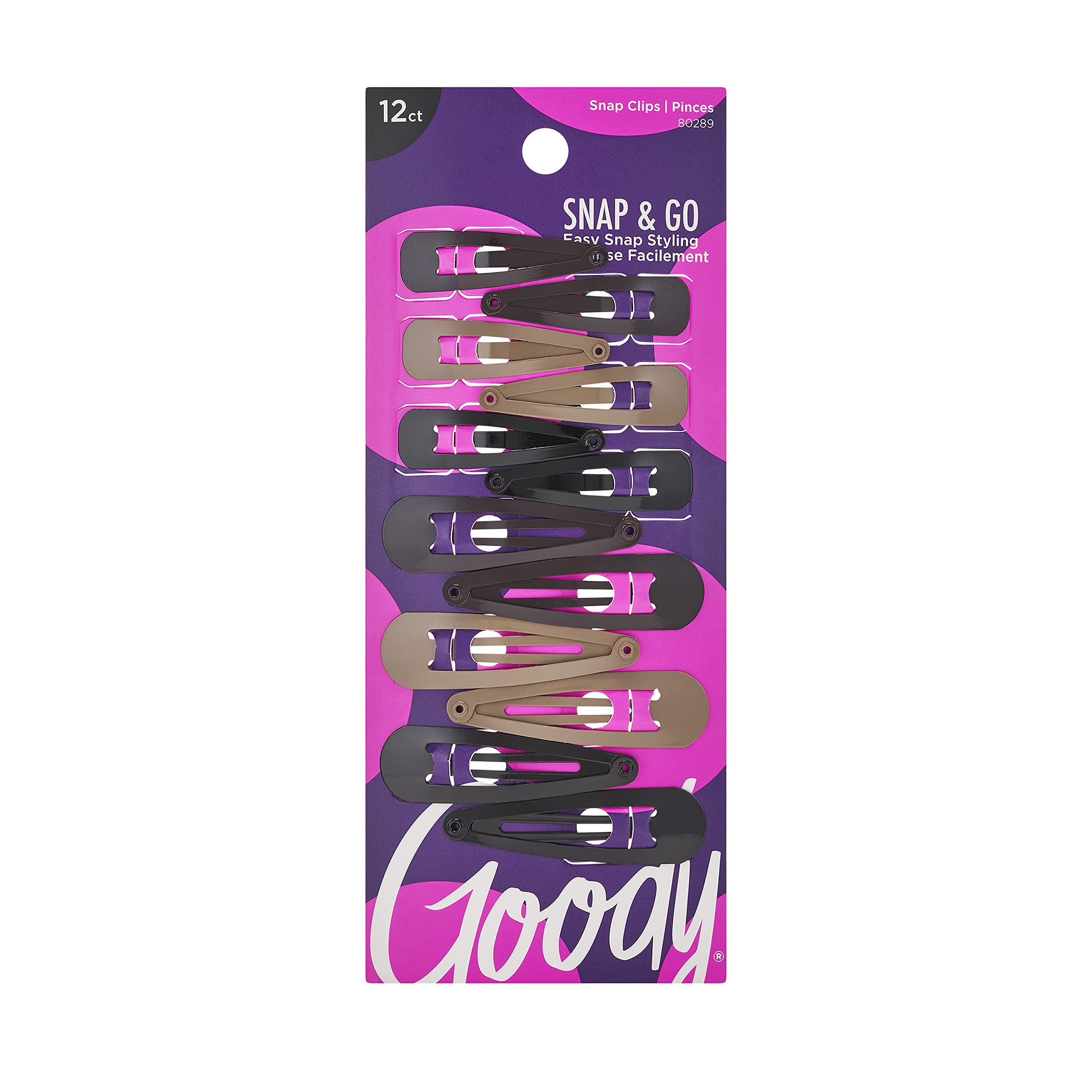 Goody Metal Contour Hair Snap Clips - 12 Count, Assorted Colors - Just Snap Into Place - Suitable For All Hair Types - Pain-Free