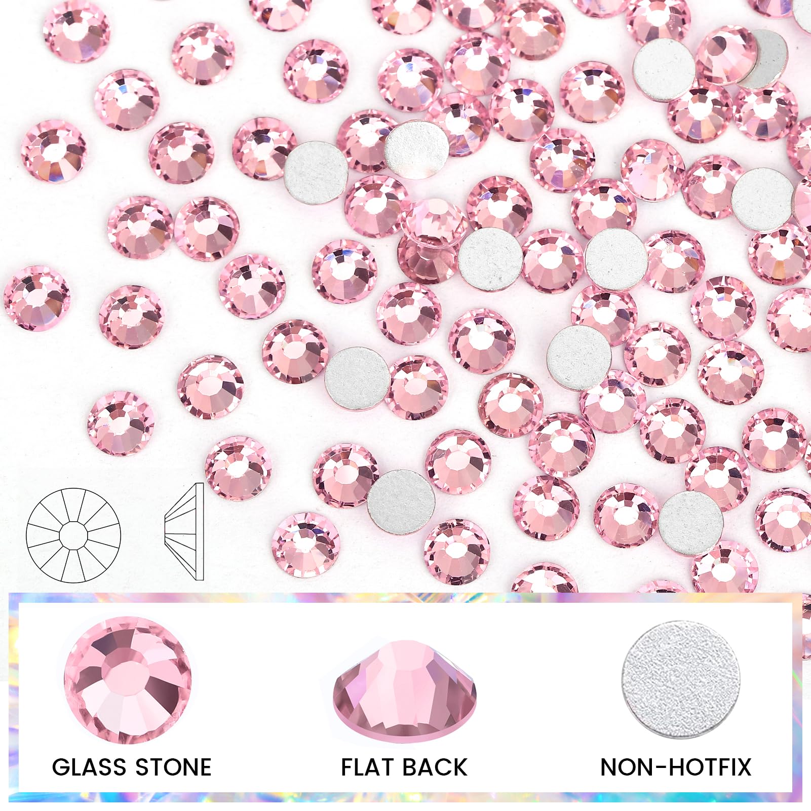 Novani Crystal Rhinestones, Flatback Loose Gemstones 288pcs Glass Rhinestones for Clothes Shoes Crafts Makeup Nail Art and DIY D
