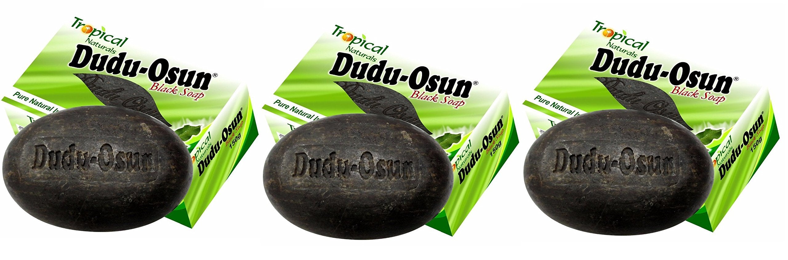 Dudu Osun Pure Organic African Black Soap 150g(Pack of 3) - Effective for Acne Treatment, Eczema, Dry Skin, Scar Removal, Dandru