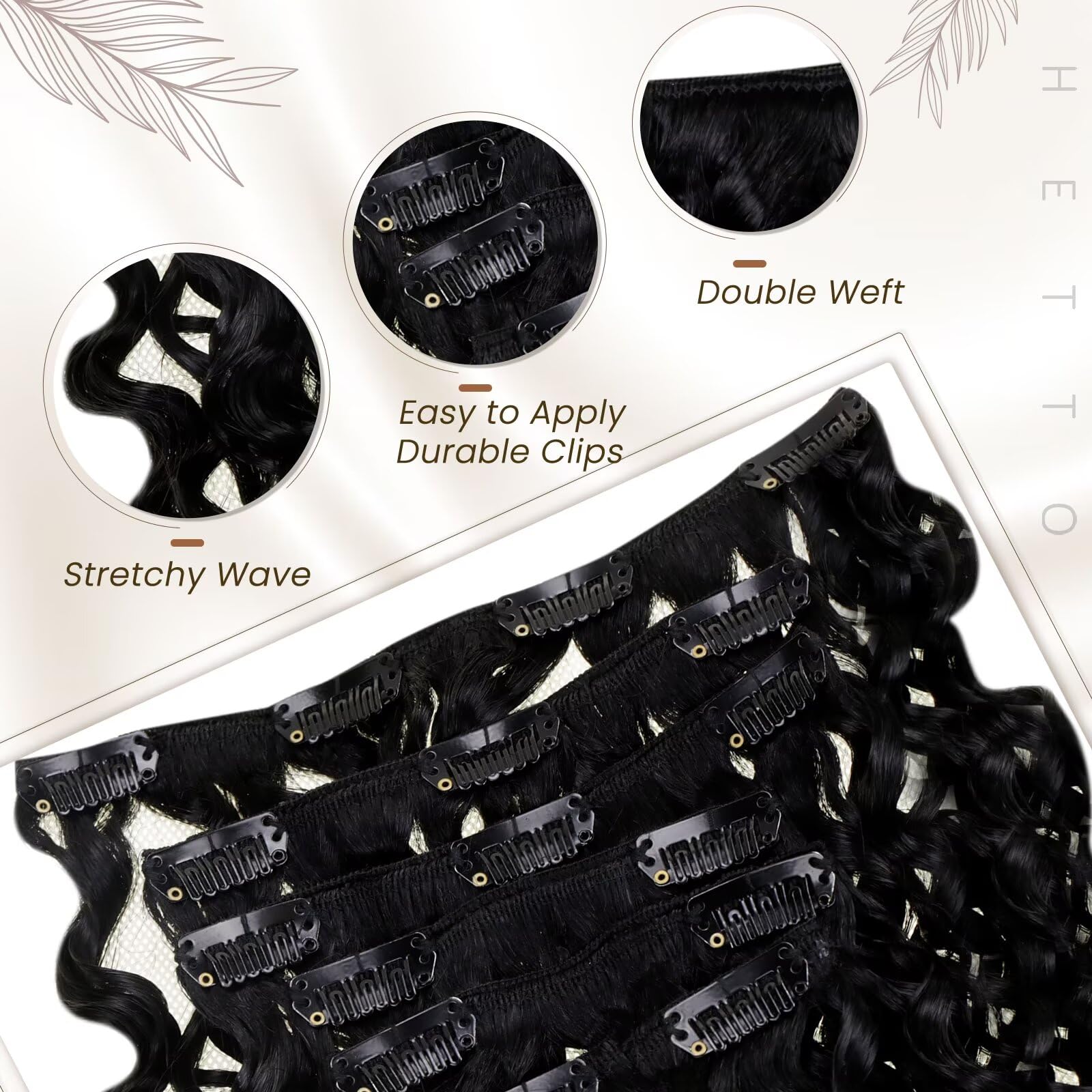 Hetto Black Curly Clip In Extensions Human Hair #1 Jet Black Curly Hair Extensions Clip In Human Hair Natural Wavy Clip In Hair