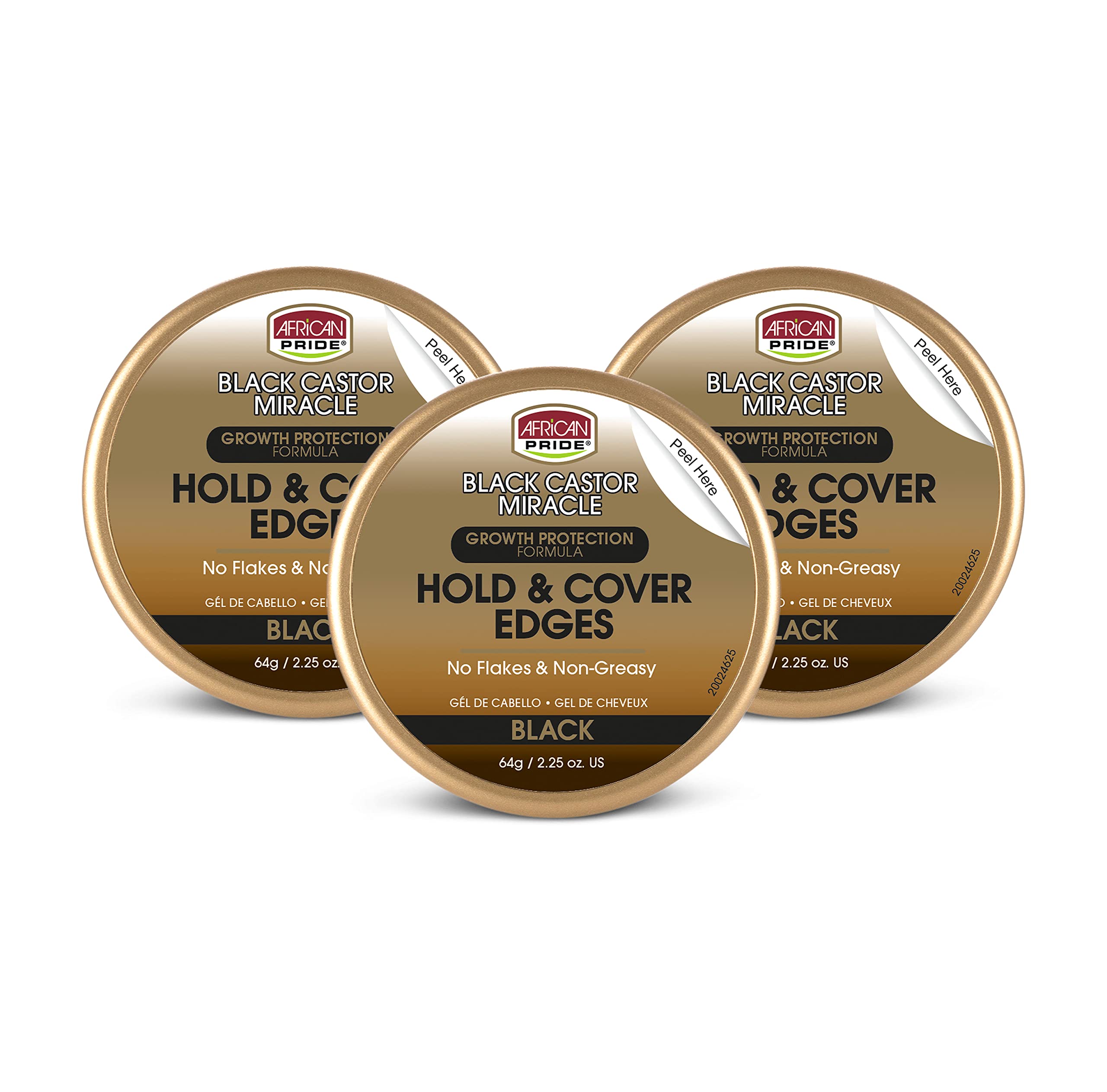 African Pride Miracle Hold & Cover Edges - Slicks Edges, Fills Thinning Areas, With Black Castor & Coconut Oil, 2.25 oz (3 Pack)