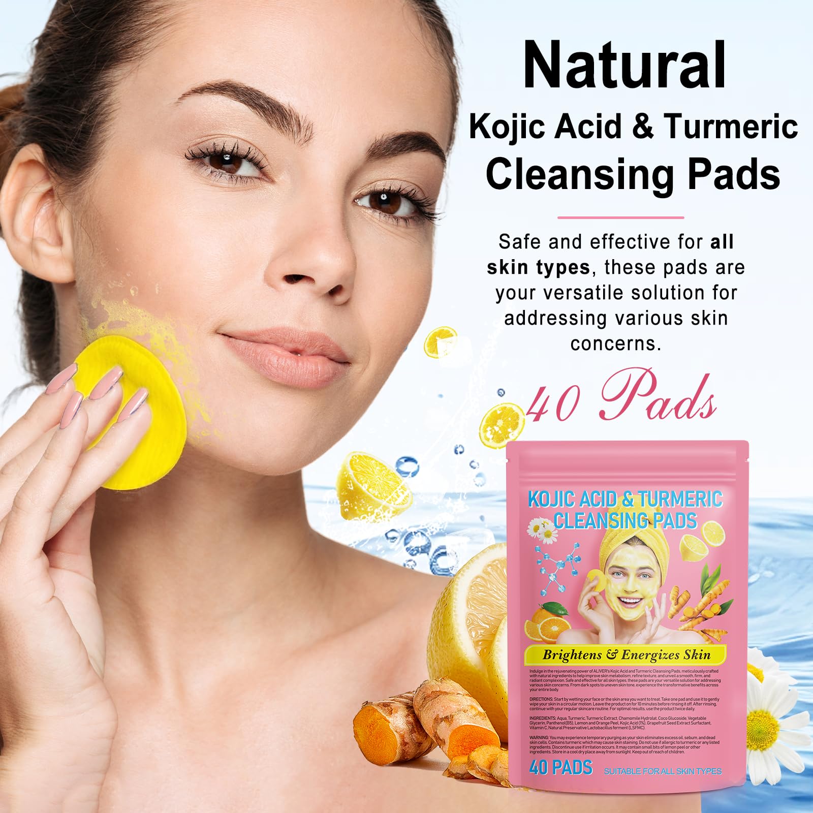 Generic Turmeric Kojic Acid Cleansing Pads,Turmeric Cleansing Pads Helps Balance Skin Oil And Water,Turmeric Cleansing Pads For