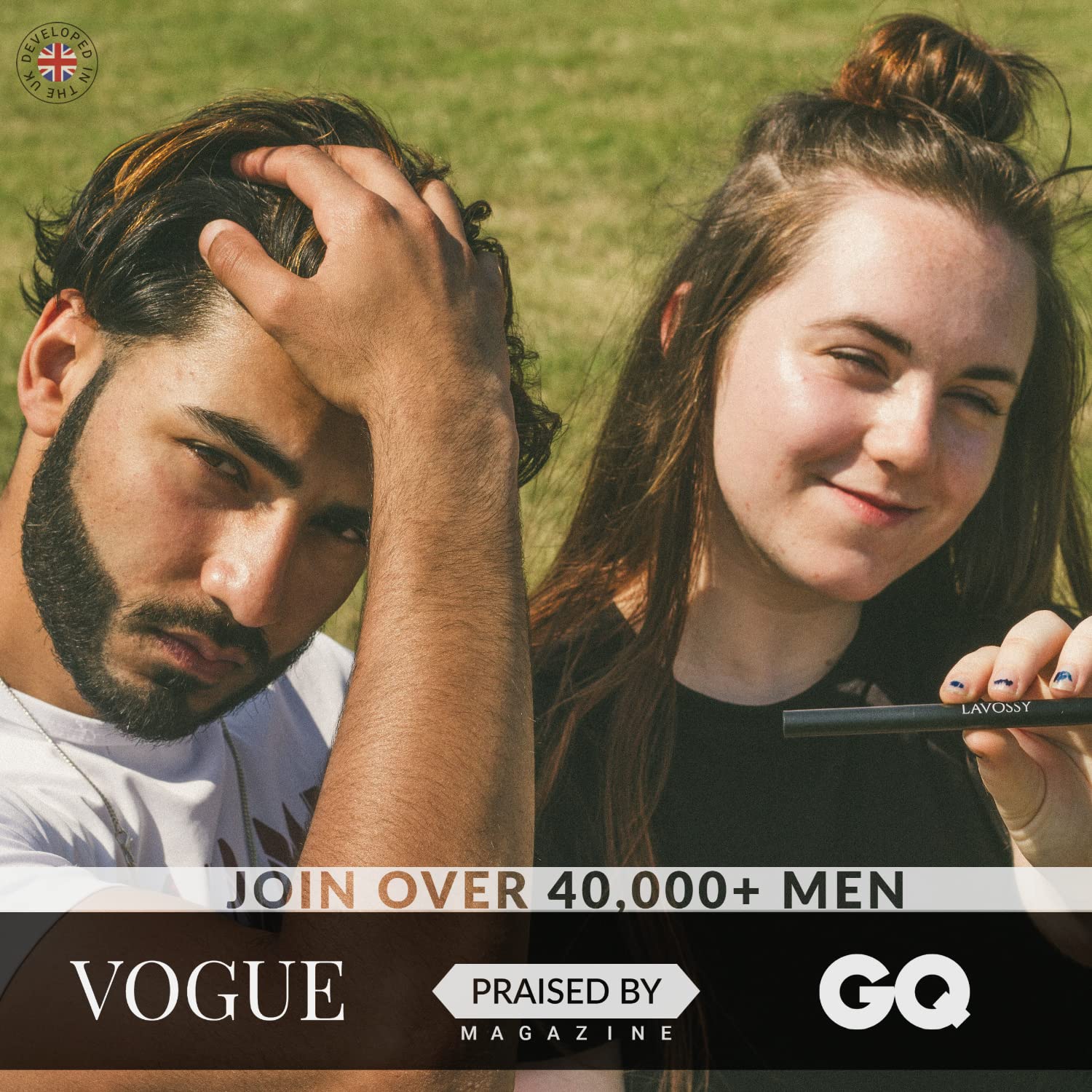 Lavossy Beard Pencil - Dark Brown - Long Lasting And Easy To Use Beard Pen With Blending Brush For Sleek & Natural Look, Water/S