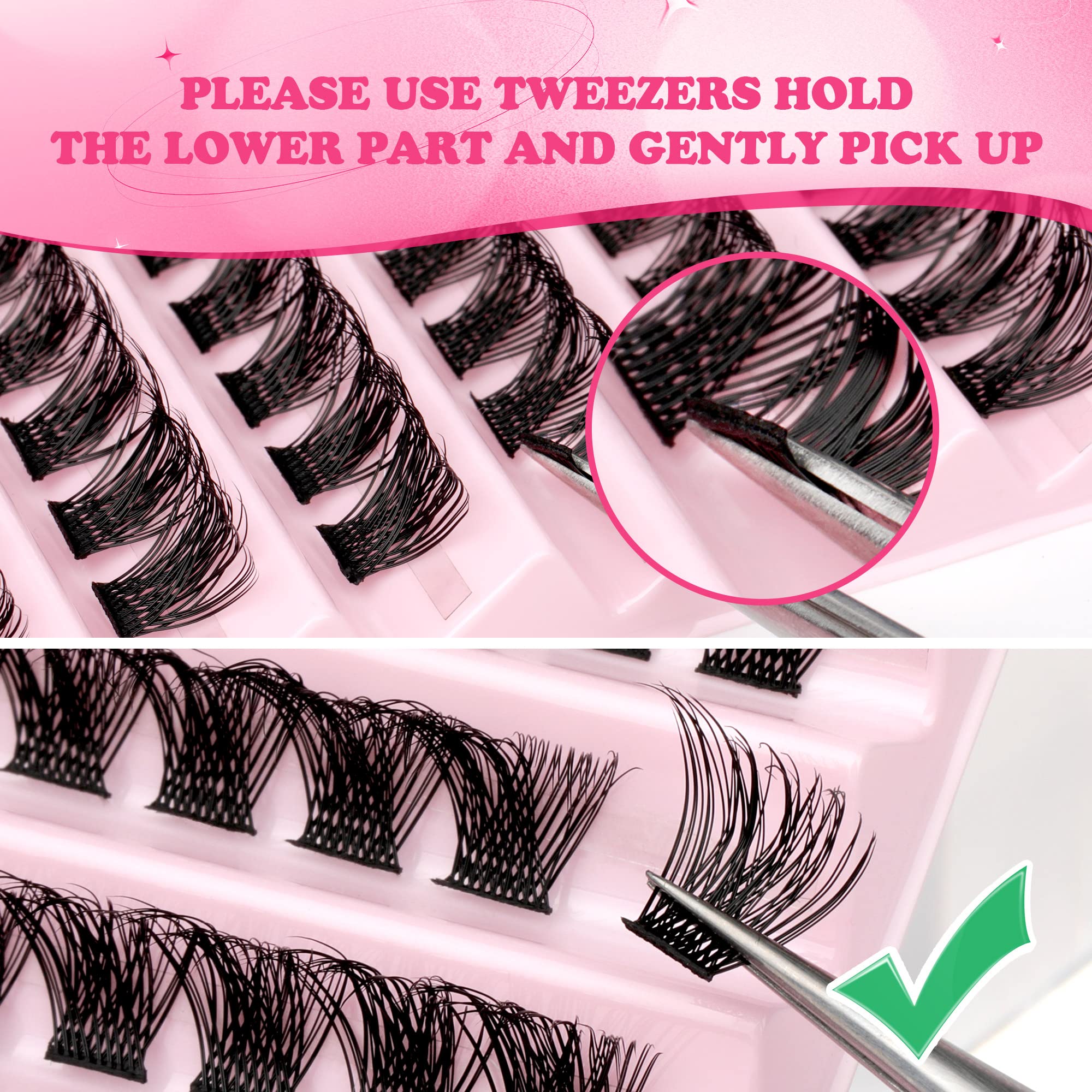JIMIRE Lashes Clusters, Reusable Fluffy Cluster Lashes, Natural Wispy DIY at Home Eyelash Extensions with Individual D Curl, 8-1