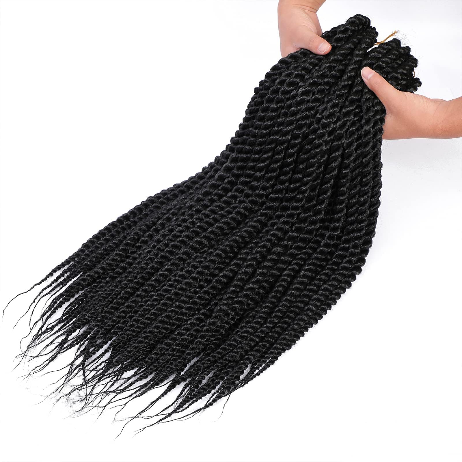 Admutty Havana Twist Crochet Hair 6 Packs 18 Inch Crochet Braids Senegalese Twist Crochet Braiding Hair (T1B/Bug)