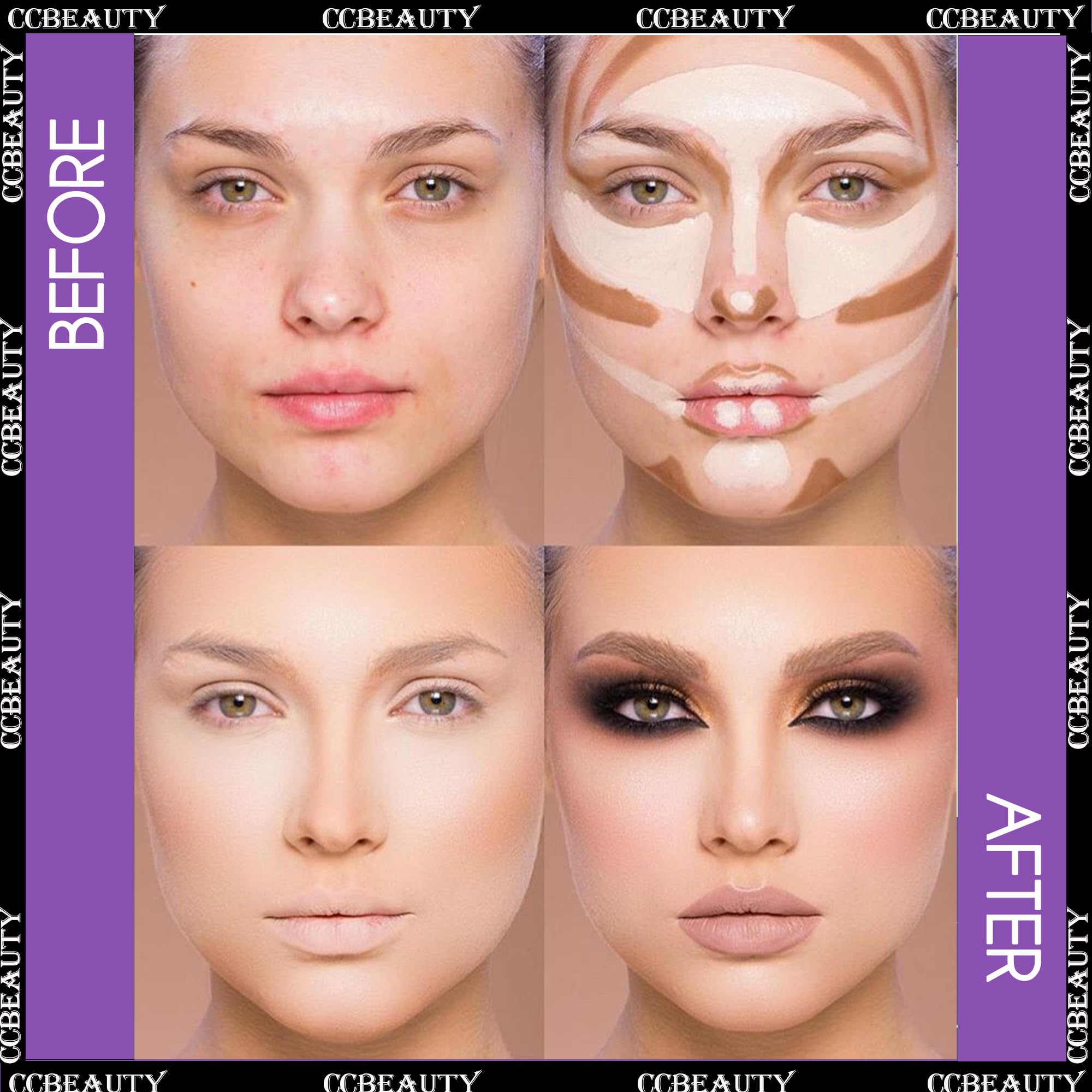 Ccbeauty 2-In-1 Contour Stick Makeup,Cream Shimmer Highlighter Bronzer Stick, Highlighting Contouring Kit, Highlight Concealer S