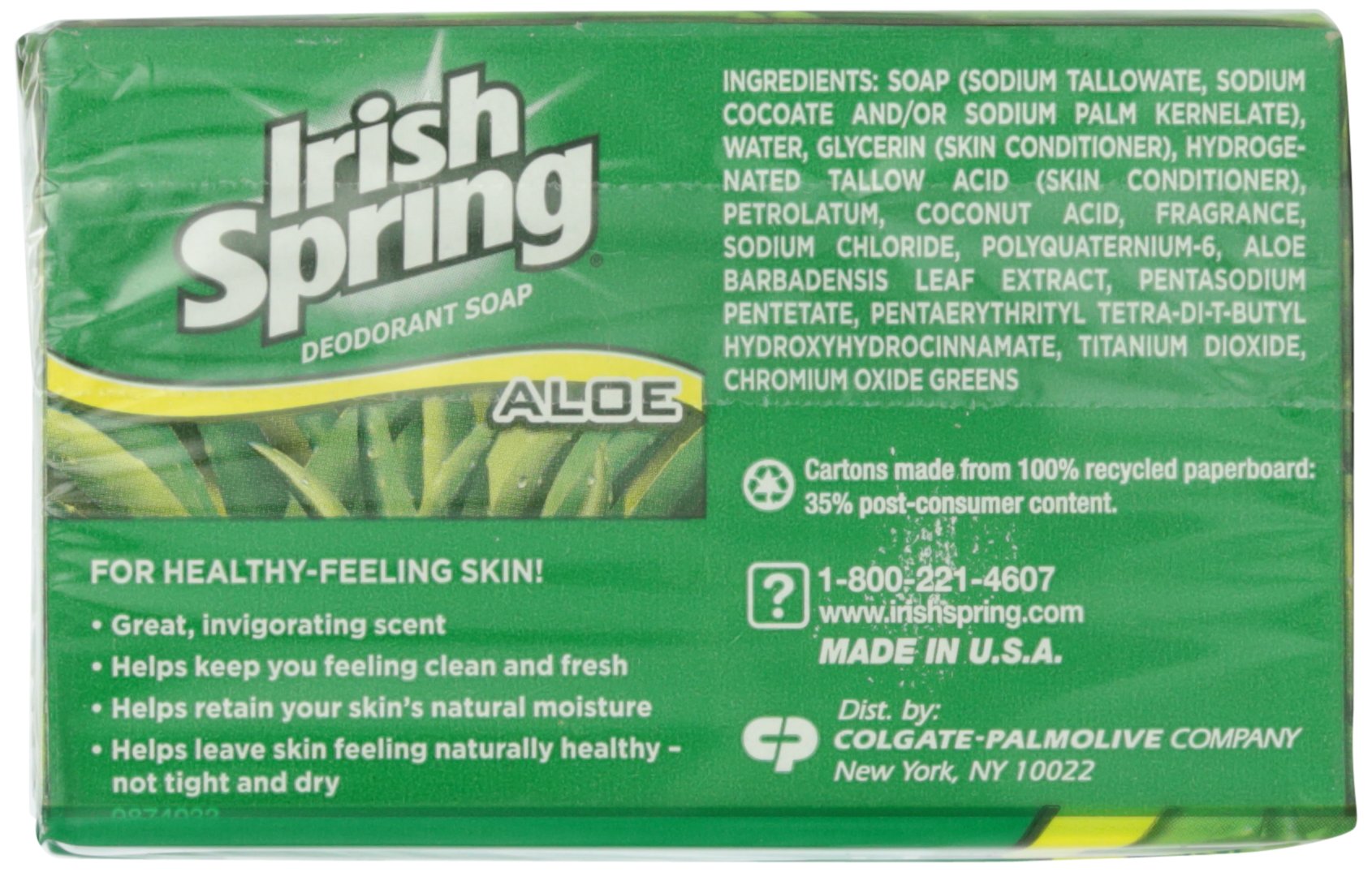 Irish Spring Deodorant Bath Bar Aloe,3.75 Ounce, 3 Count