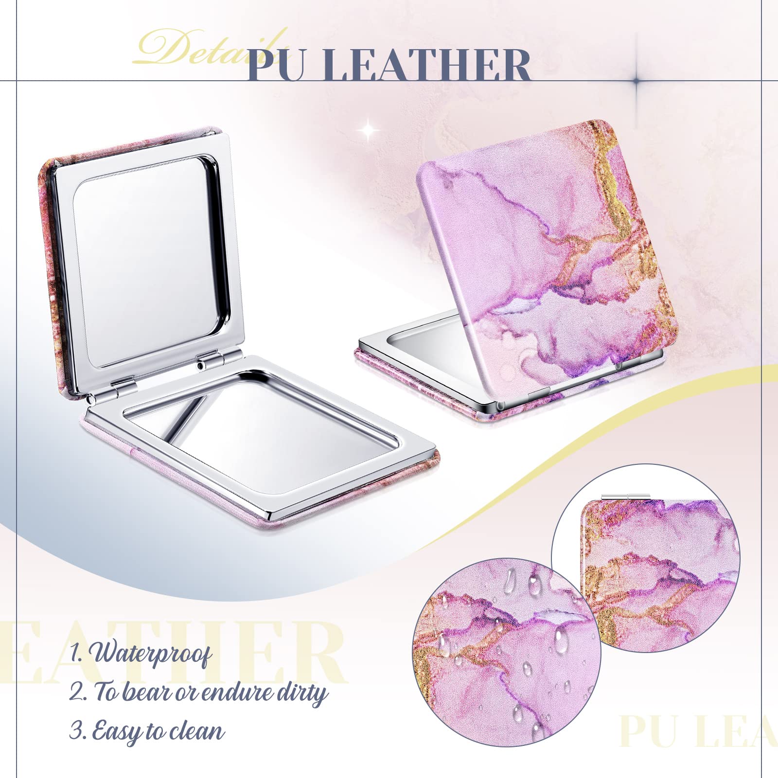Cindeer Compact Mirror Bulk Small Purse Mirror Portable Pocket Hand Mirror Double Sided Magnifying Makeup Mirror Square With 2X