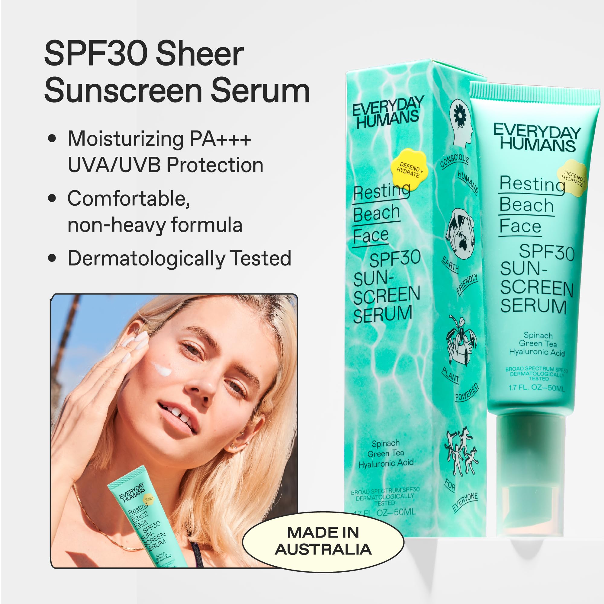 Everyday Humans Spf30 Pa +++ Sheer Sunscreen Serum Primer For Women, 1.7Oz | Light Glow Finish With Hyaluronic Acid | Make-Up Pr