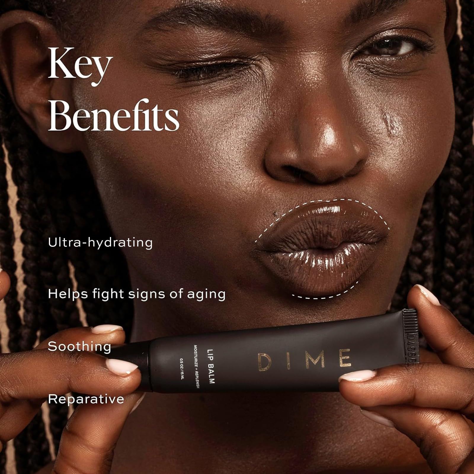 DIME Beauty Hydrating Lip Balm - Vegan & Cruelty-Free, Anti-Aging, 0.5 oz, Clear