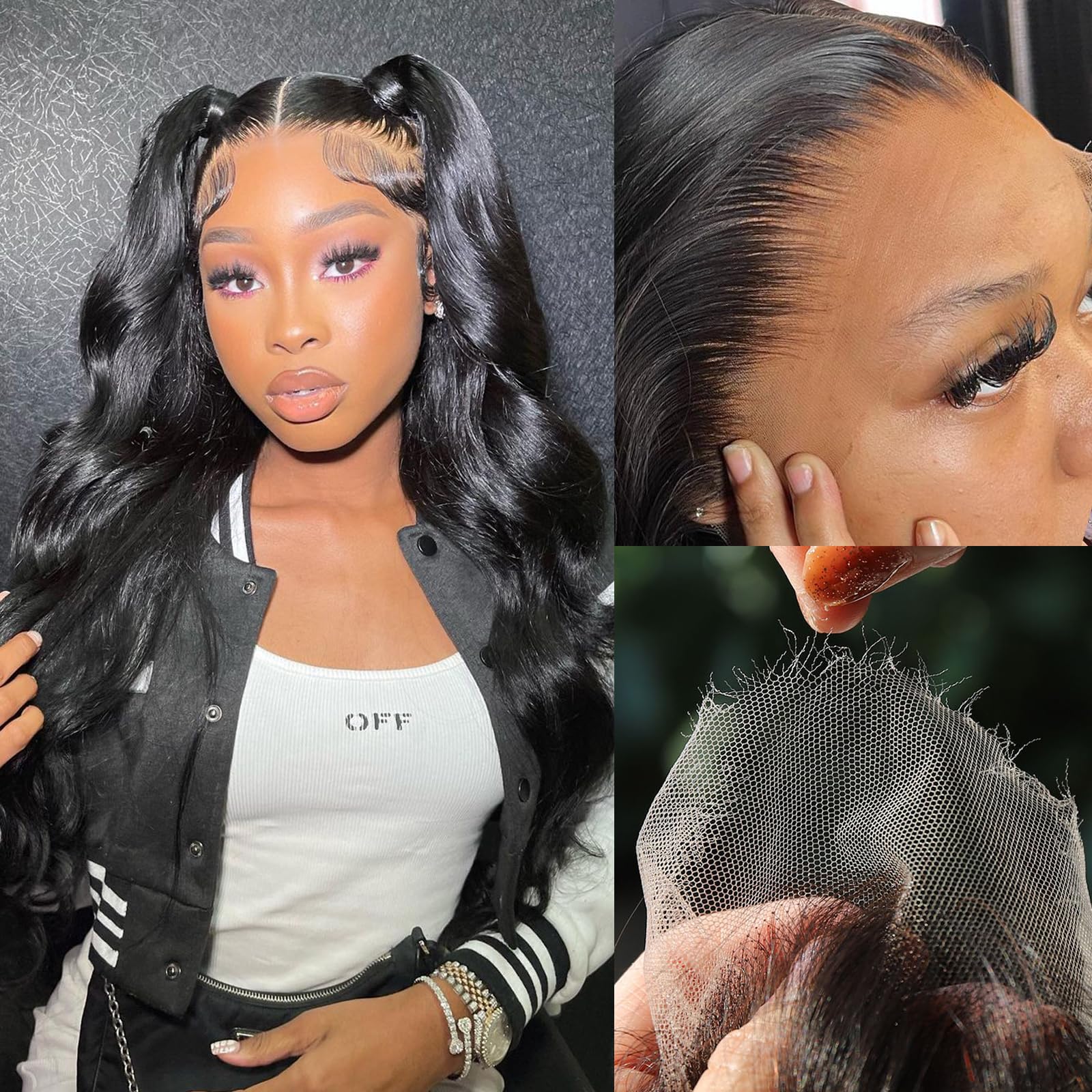 BEEOS Body Wave HD Lace Wig 13x4 Full Frontal Human Hair Wigs 250% Density Pre-plucked Bleached Knots 0.10mm Ultra-thin Invisibl