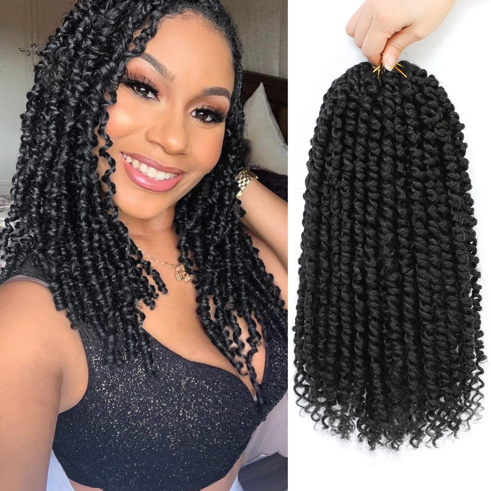 Callia Passion Twist Hair 14 Inch 9 Packs Pre twisted Passion Twist Crochet Hair Pre Looped Crochet Hair for Black Women, Soft C