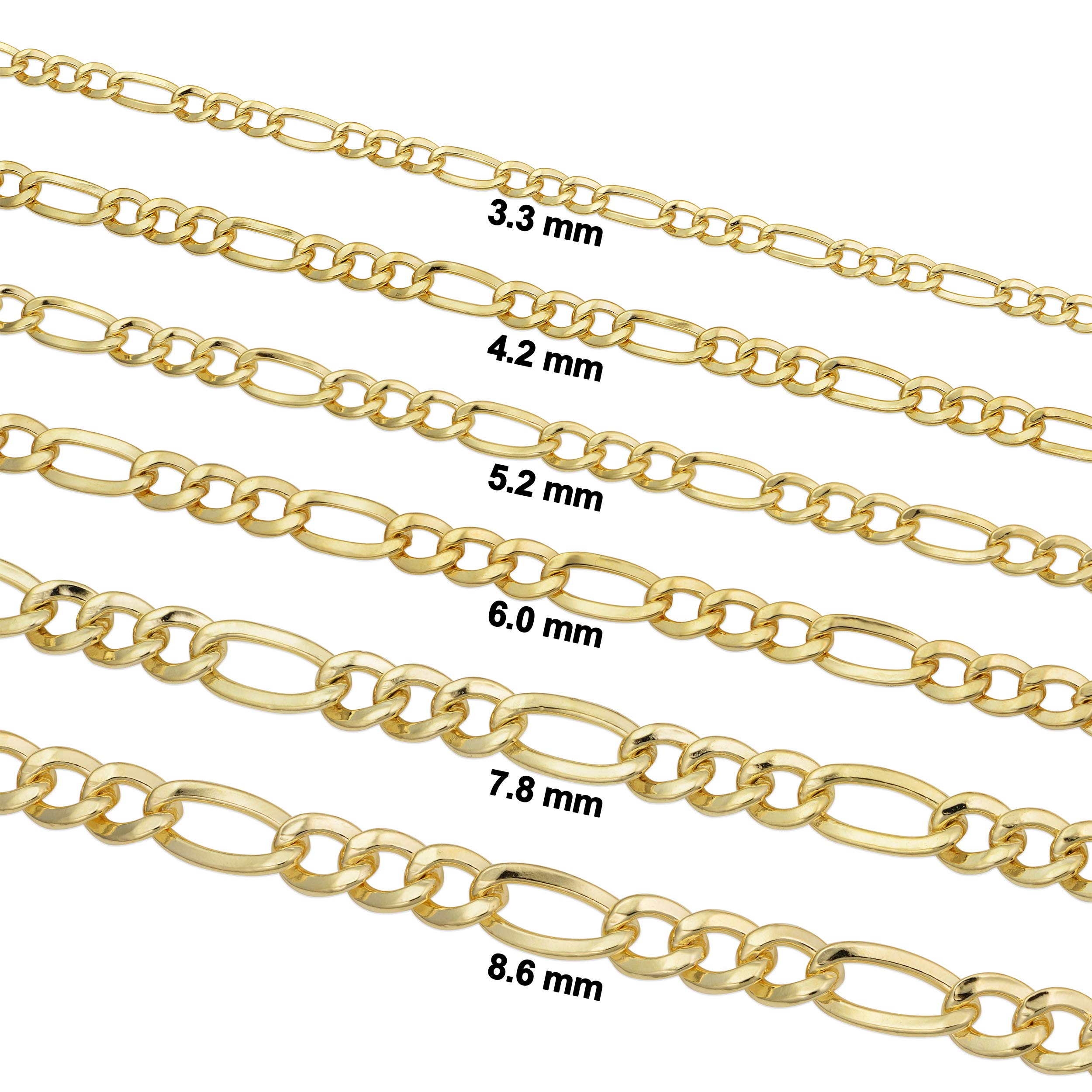 Kooljewelry 14k Yellow Gold Filled Solid Figaro Link Chain Necklace (3.3 mm, 20 inch)