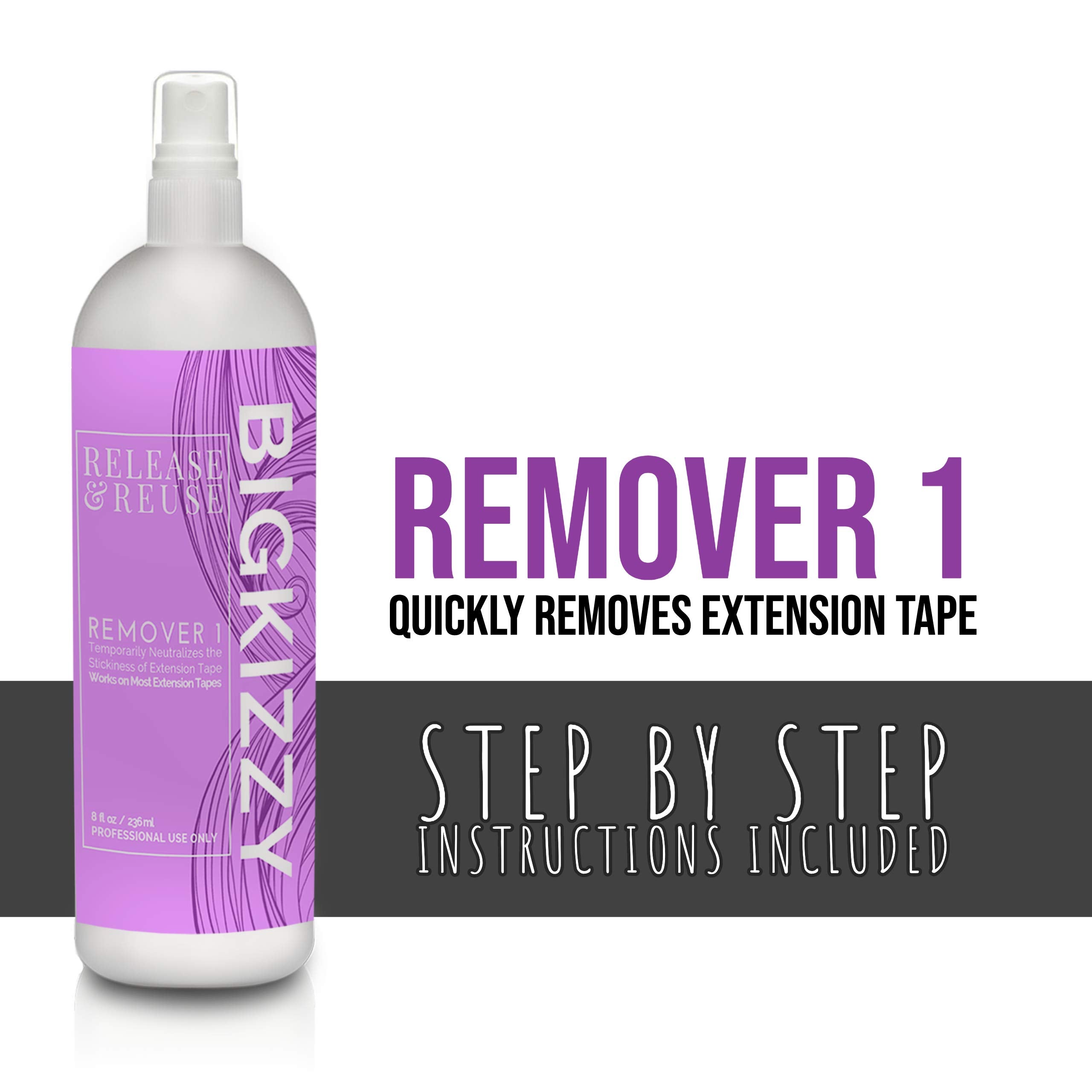 Big Kizzy Remover 1 Tape In Extension Remover, The Fastest & Easiest Tape-In Hair Extensions Adhesive Remover, 8 Oz
