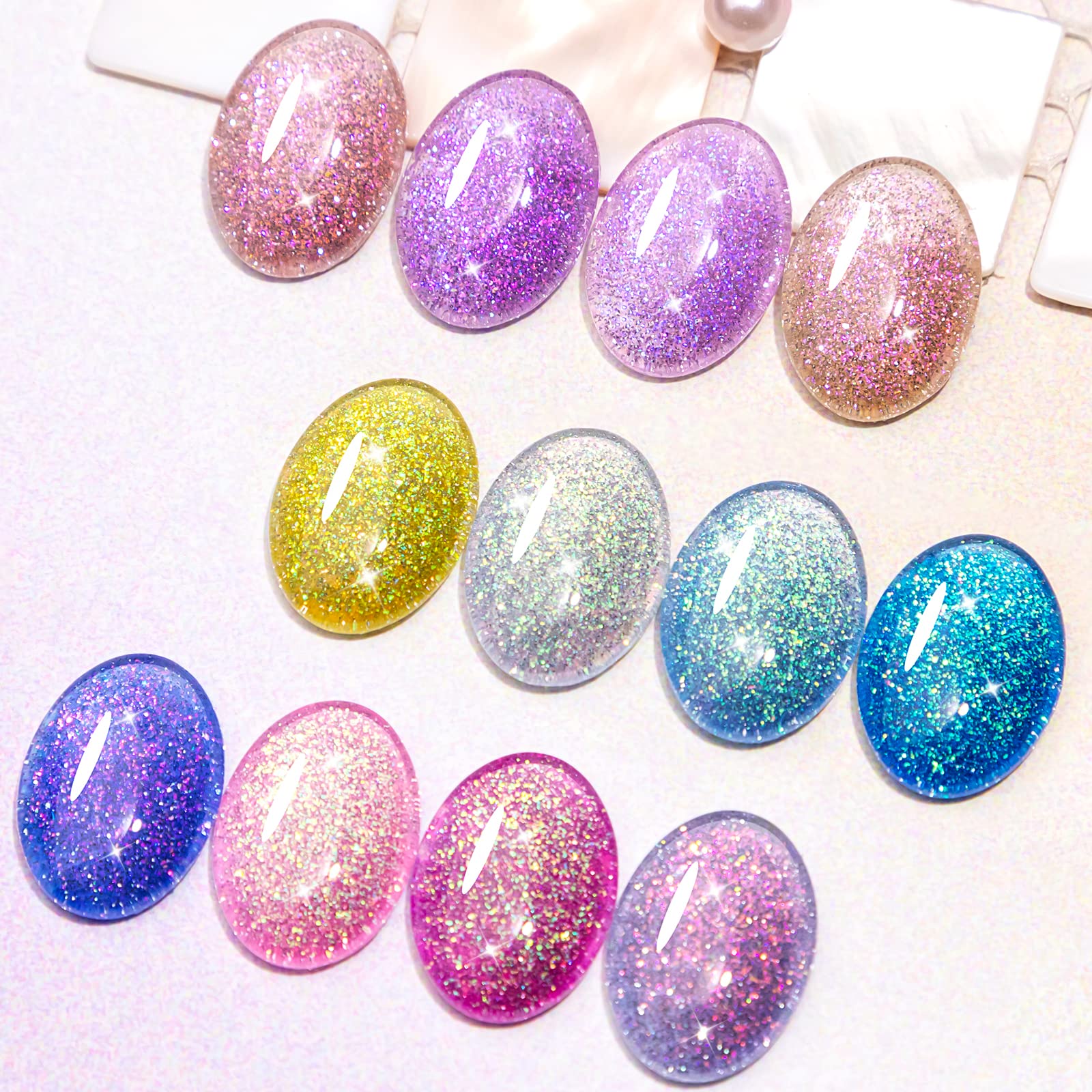 Mizhse Reflective Glitter Gel Nail Polish 7Ml Sparkle Unicorn Pink Blue Diamond Manicure Set Soak Off Nail Art Gel Polish 12Pcs