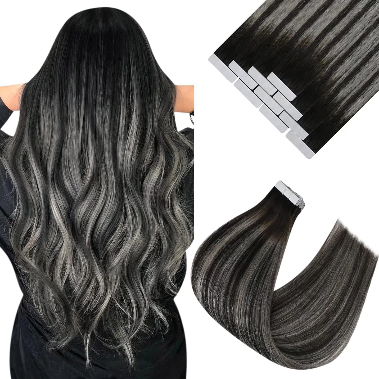 Ve Sunny Balayage Tape In Hair Extensions Black Ombre Tape On Hair Extensions Balayage Invisible Tape In Hair Extensions Real Hu