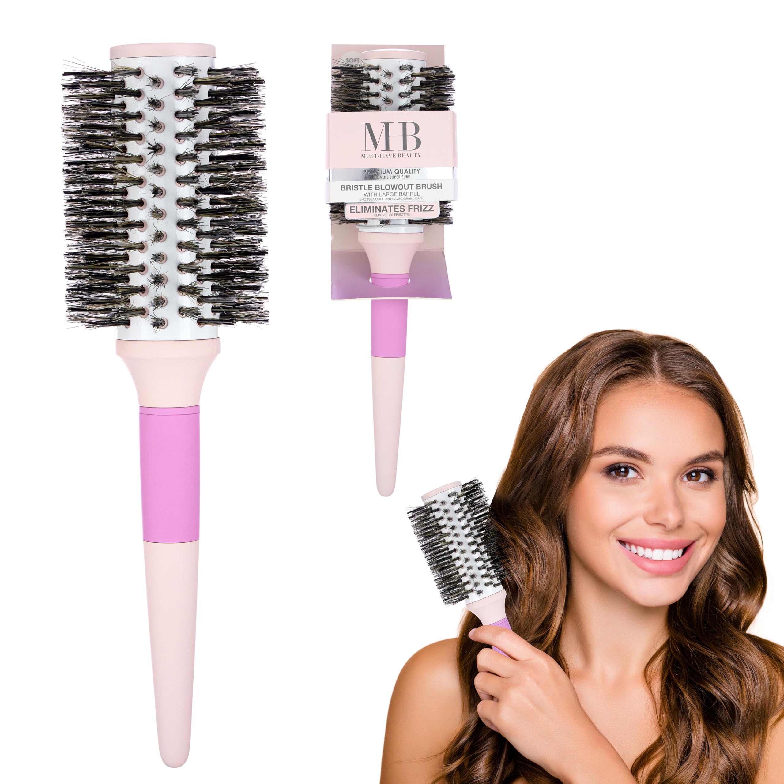 Bristle Blowout Brush  Large Barrel Round Brush for Blow Drying