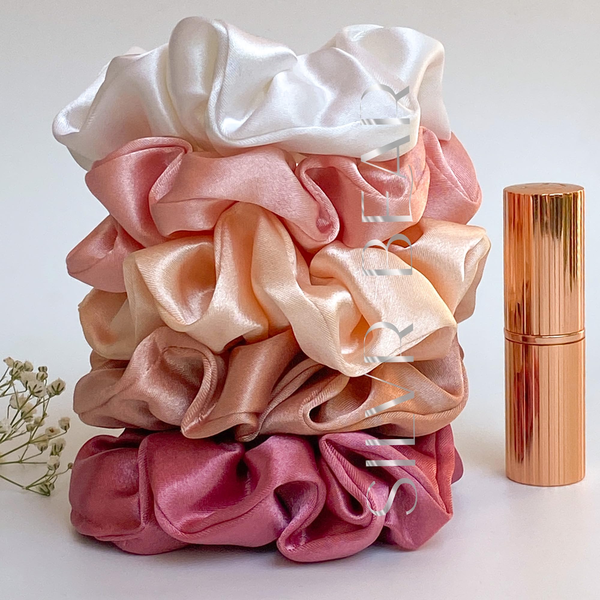 SILVR BEAR Luxury Satin Scrunchies and Hair Ties, Softer than Silk for Thick, Curly, or Thin Hair, Perfect for Women and Girls (