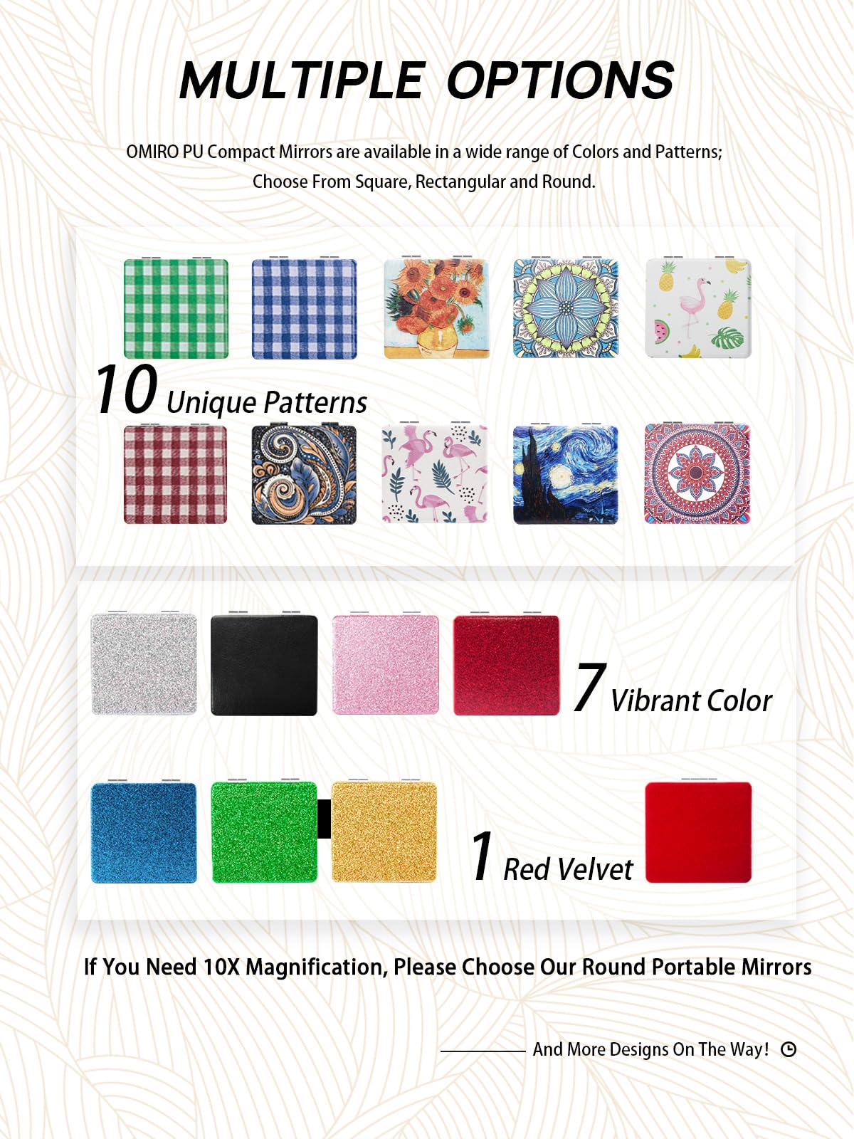 Omiro Compact Mirror, Unique Painting Pu Leather 1X/3X Magnification, Ultra Portable For Purses(Paisley)