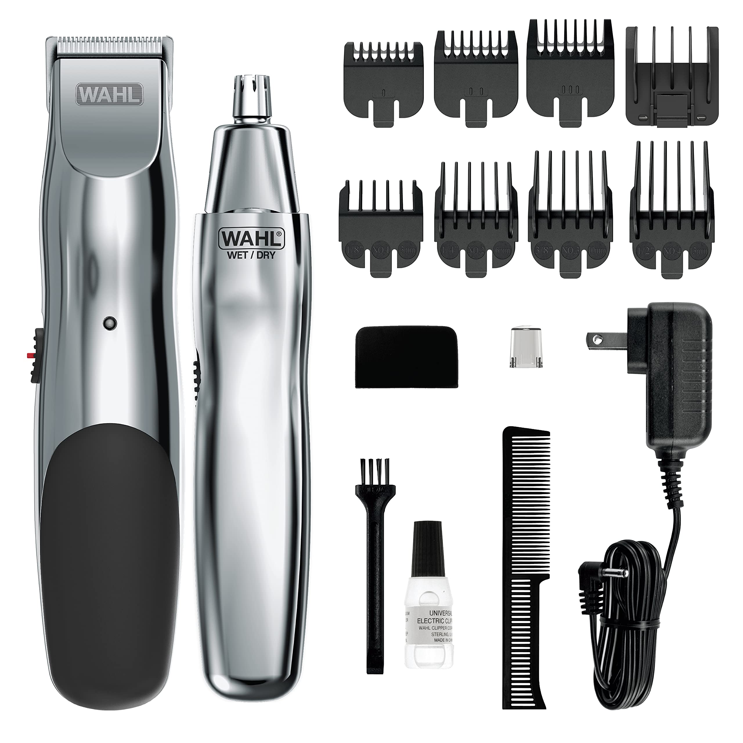 Wahl Groomsman Rechargeable Beard Trimmer kit for Mustaches, Nose Hair, and Light Detailing and Grooming with Bonus Wet/Dry Batt