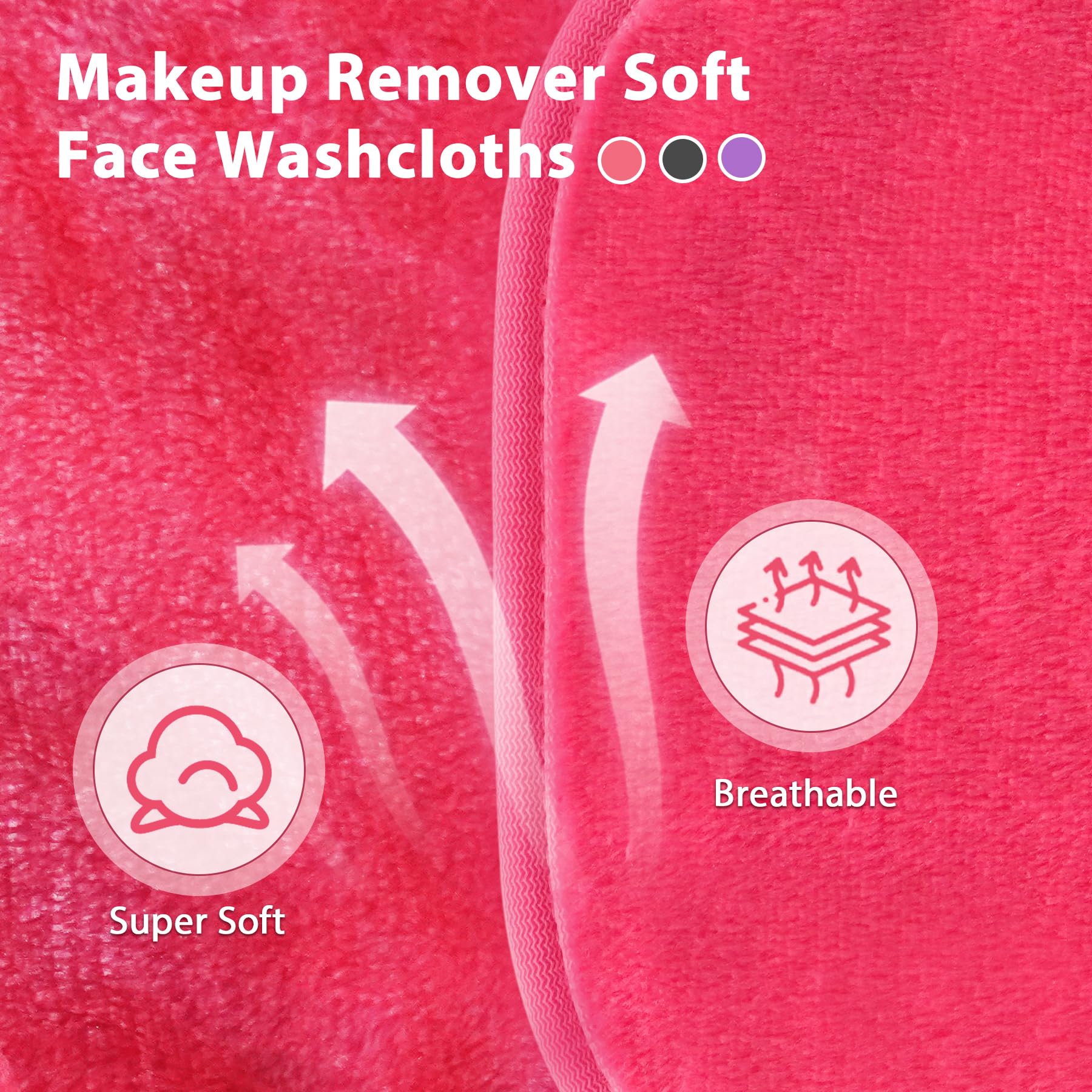 Makeup Remover Cloth, 6'' X 6'' Make Up Towels Reusable Face Cloth For Washing Face, 12 Pack Makeup Remover Pads Microfiber Face