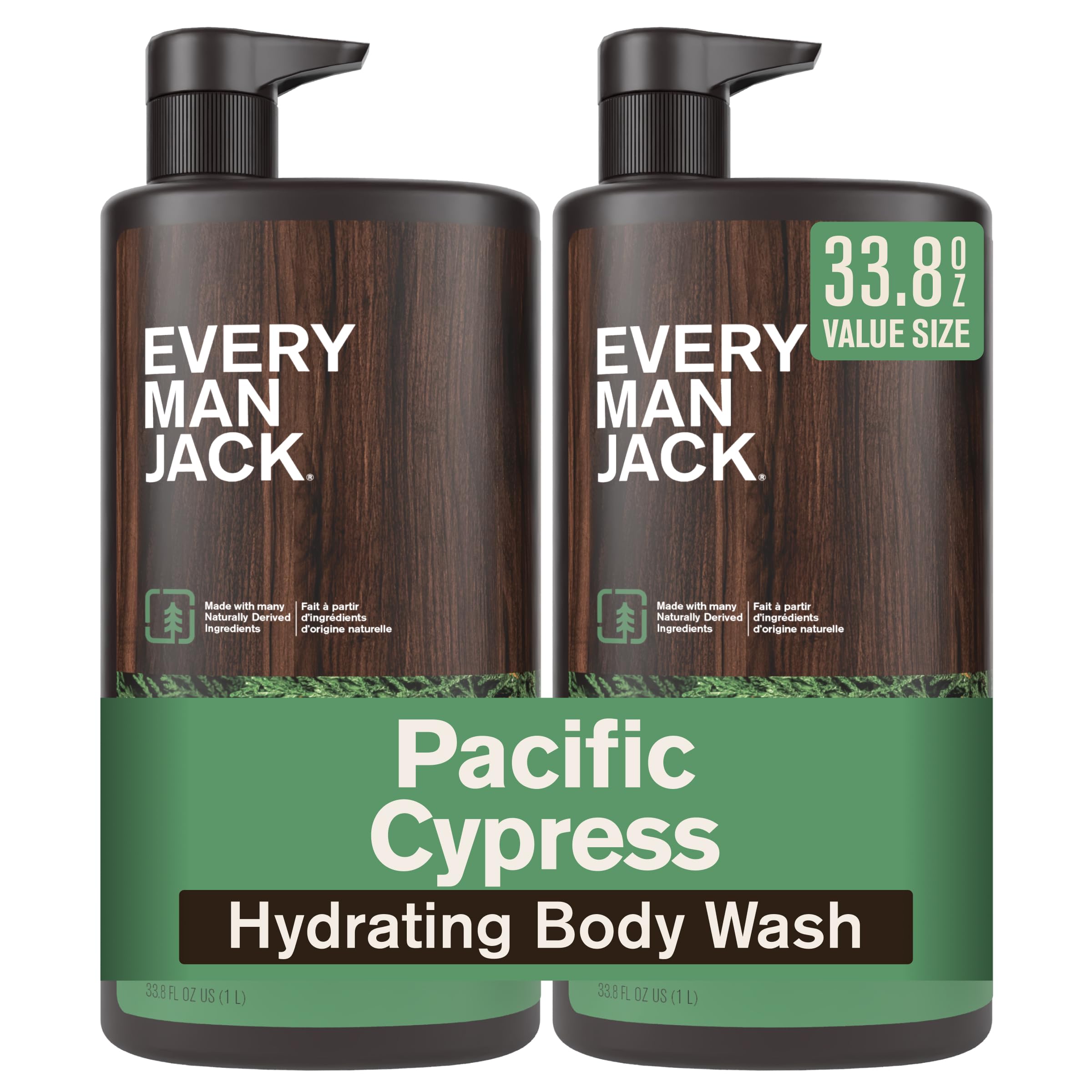 Every Man Jack Pacific Cypress Mens Body Wash for All Skin Types - Cleanse, Hydrate, and Smell Great - Free of Parabens, Phtalat
