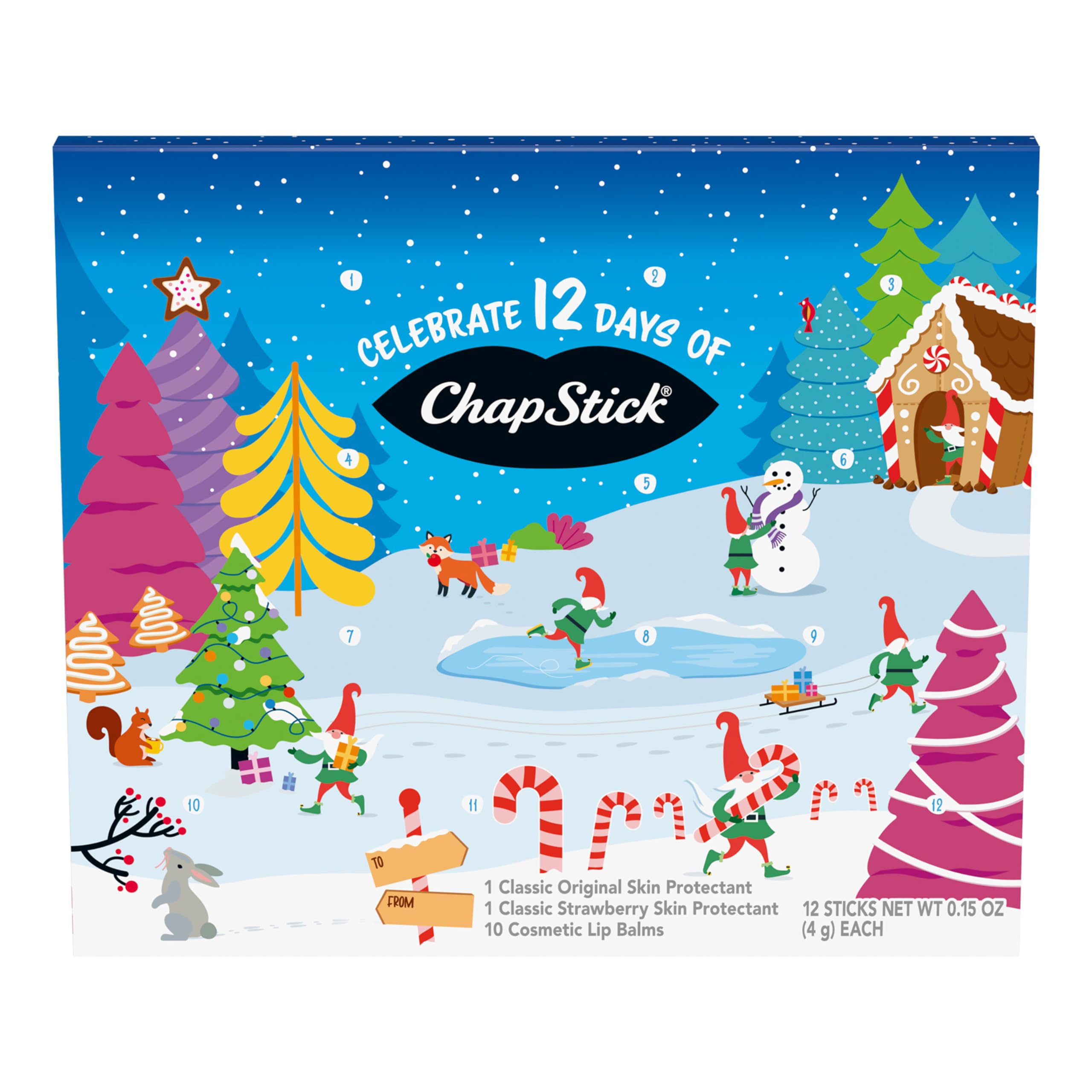 Chapstick 12 Days Of Holiday Advent Calendar Lip Balm Gift Set - 0.15 Oz