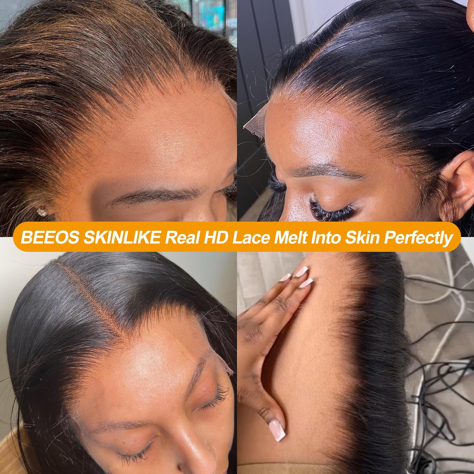 Beeos 13X6 Ultra-Fitted Skinlke Hd Lace Front Wigs, Curly Human Hair Wig 180% Density Pre Plucked Natural Hairline Invisible Hd