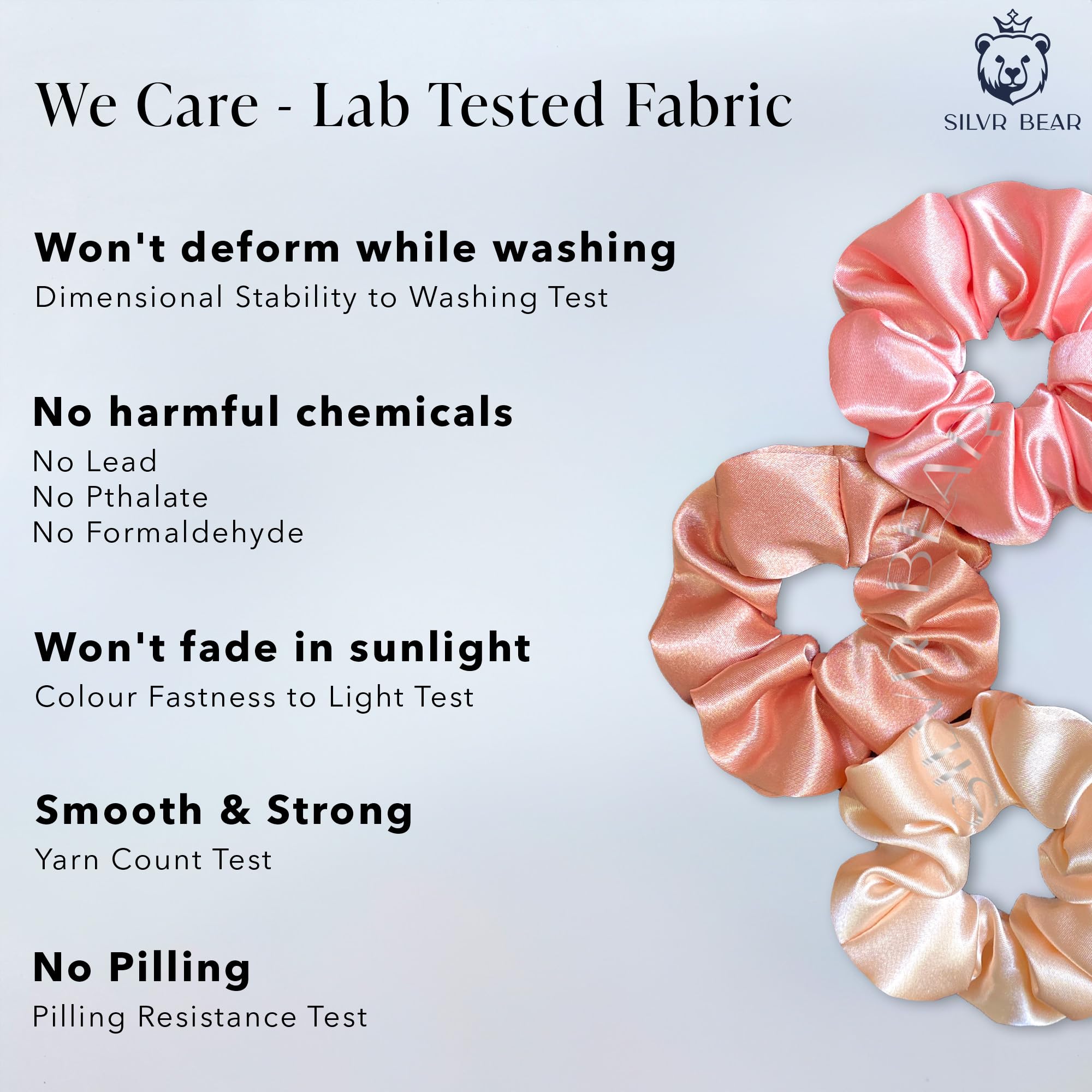 Silvr Bear Luxury Satin Scrunchies And Hair Ties, Softer Than Silk For Thick, Curly, Or Thin Hair, Perfect For Women And Girls (