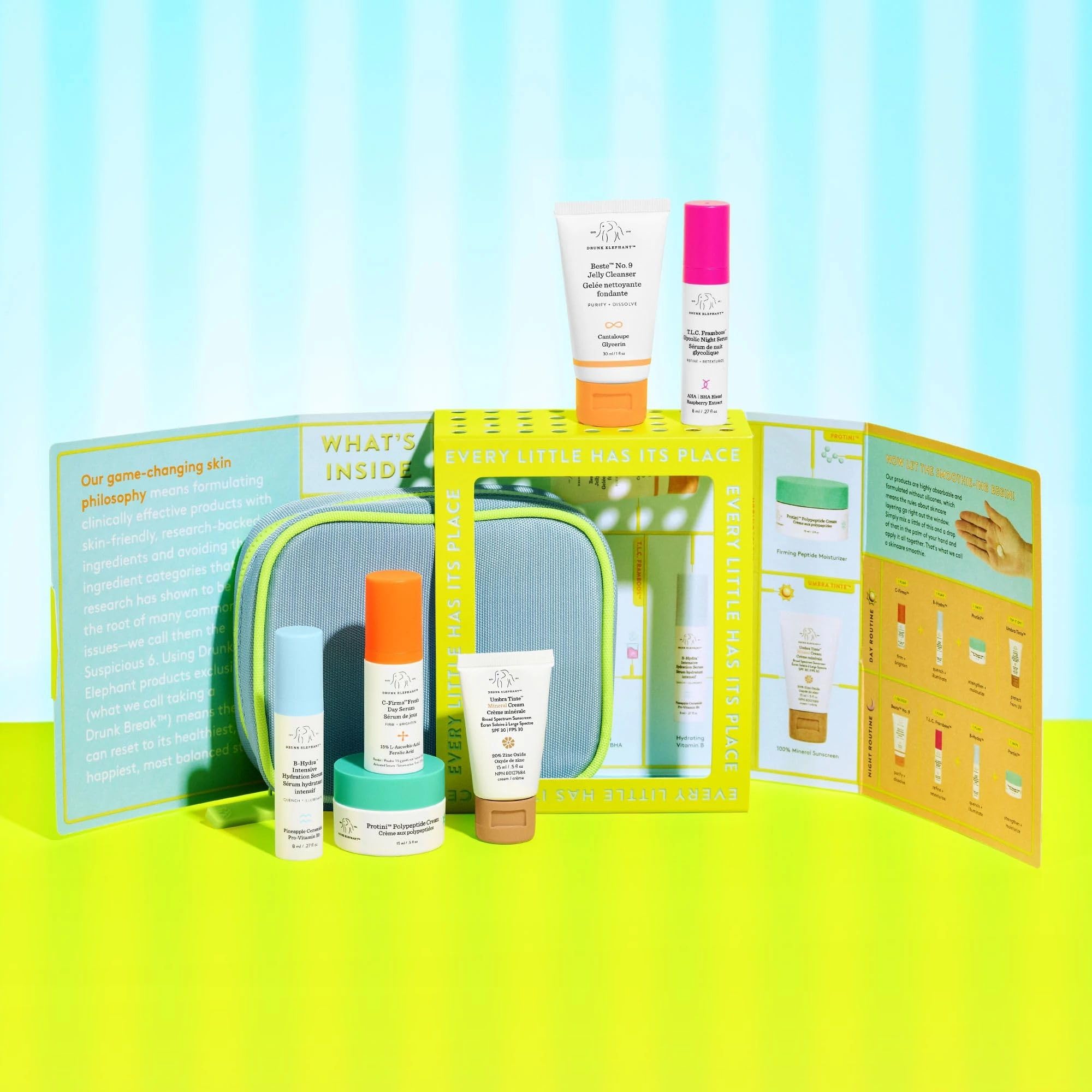 Drunk Elephant The Littles 7.0 - Includes Six Travel-Friendly A.M. and P.M. Essentials - Free of Essential Oils, Silicones & Fra