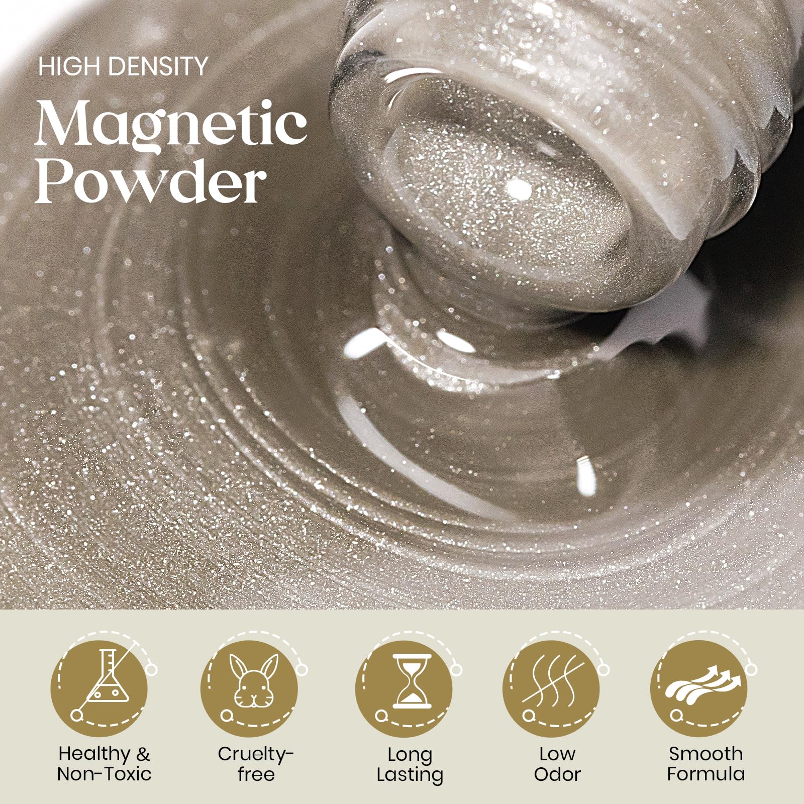 Mizhse Cat Eye Gel Nail Polish: Silver Magnetic Gel Polish With Magnet Stick Metallic Mirror Chrome Powder, Maillard Style Magic